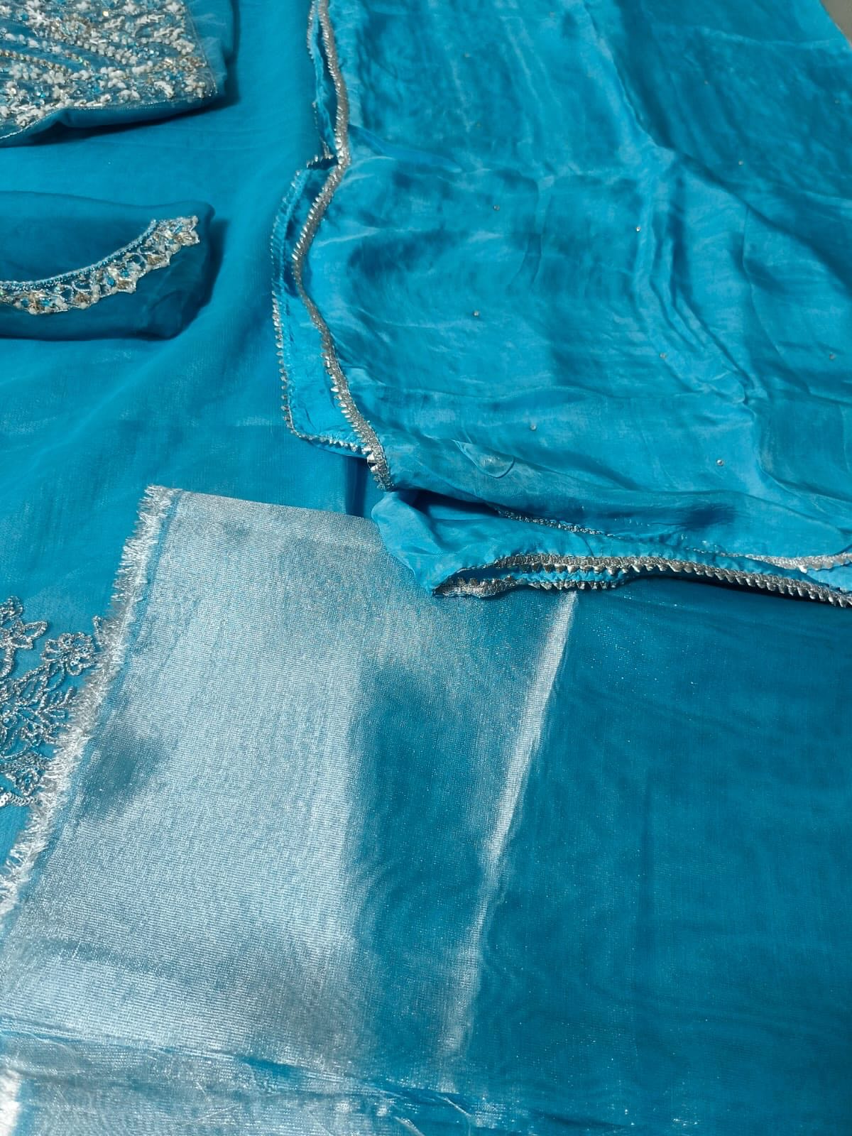 Sara Rohale Asghar Zumrud Ayin Style — Mairaz Turquoise Green Saree