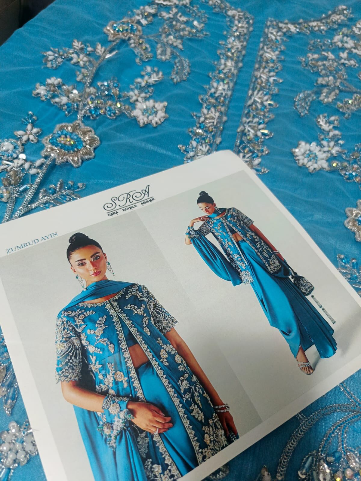 Sara Rohale Asghar Zumrud Ayin Style — Mairaz Turquoise Green Saree