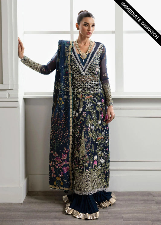 Crimson Majestic Cypress Style by Mairaz, midnight blue organza formal front view
