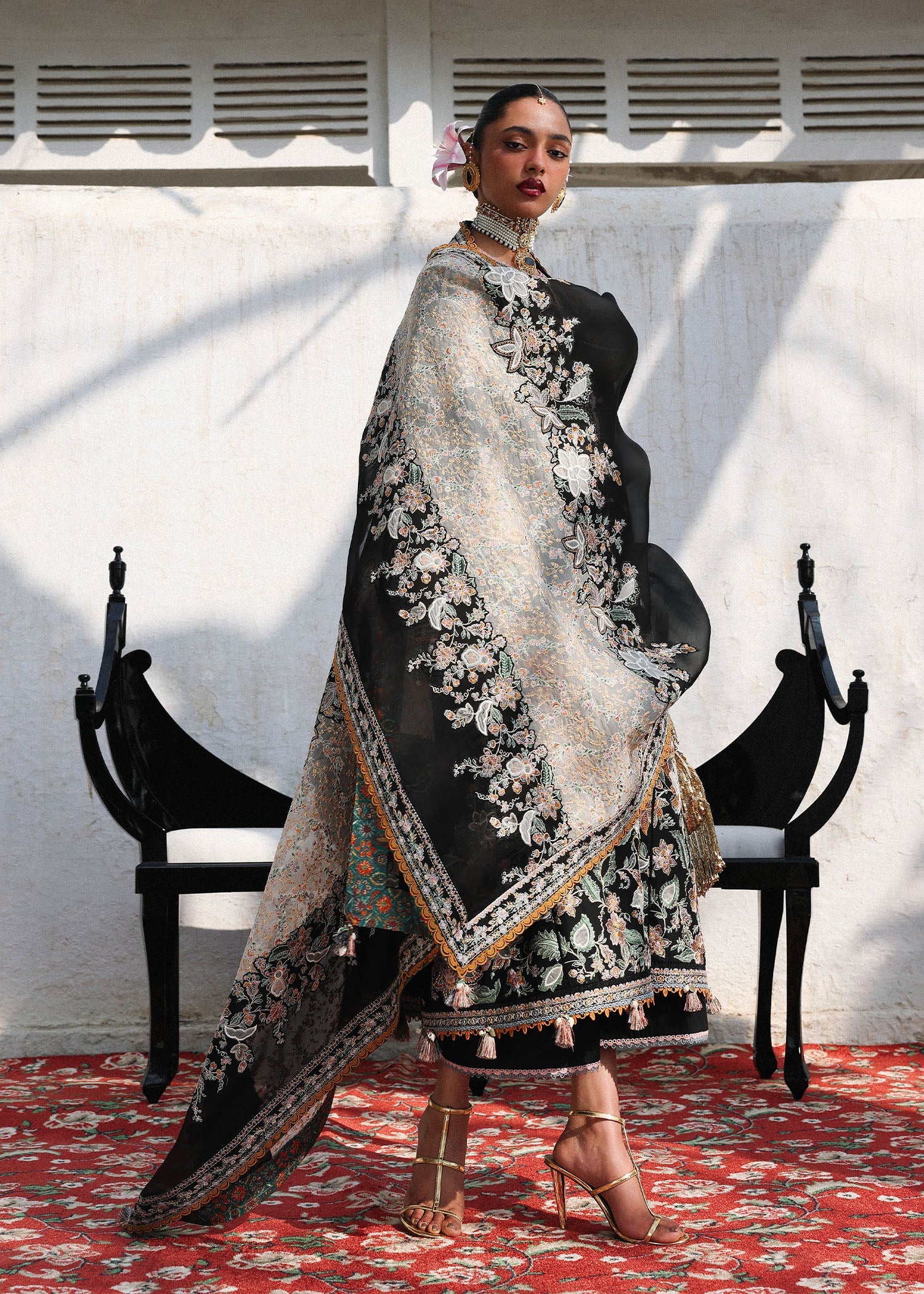 Hussain Rehar Sable style — Mairaz black three-piece suit reference, view 6 of 7