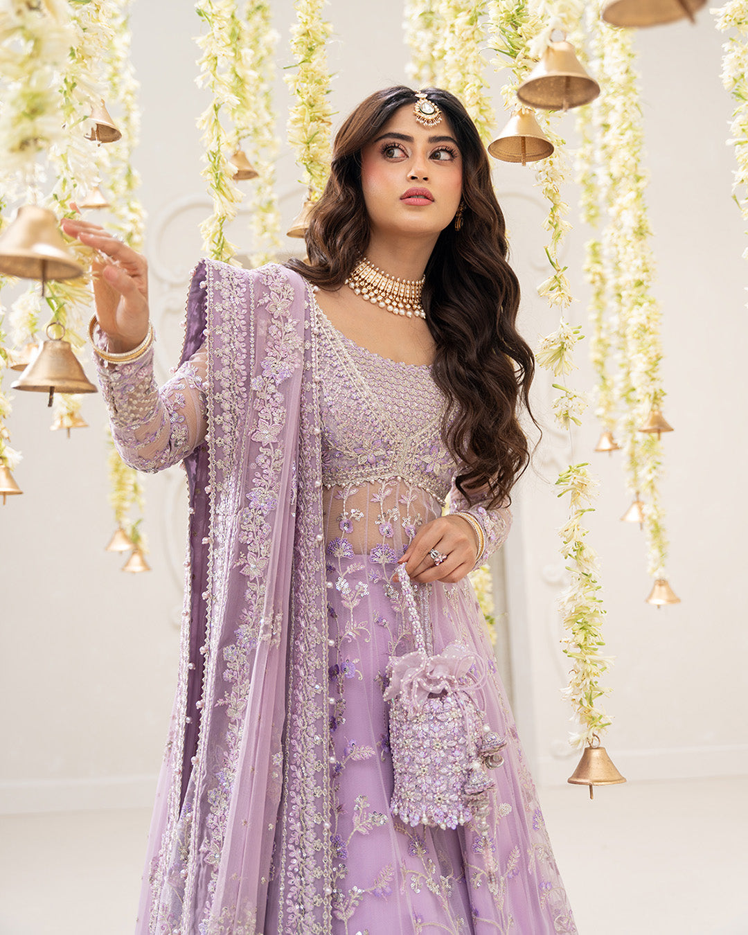 Faiza Saqlain Pinar style — Mairaz lilac lehenga reference, view 5 of 7
