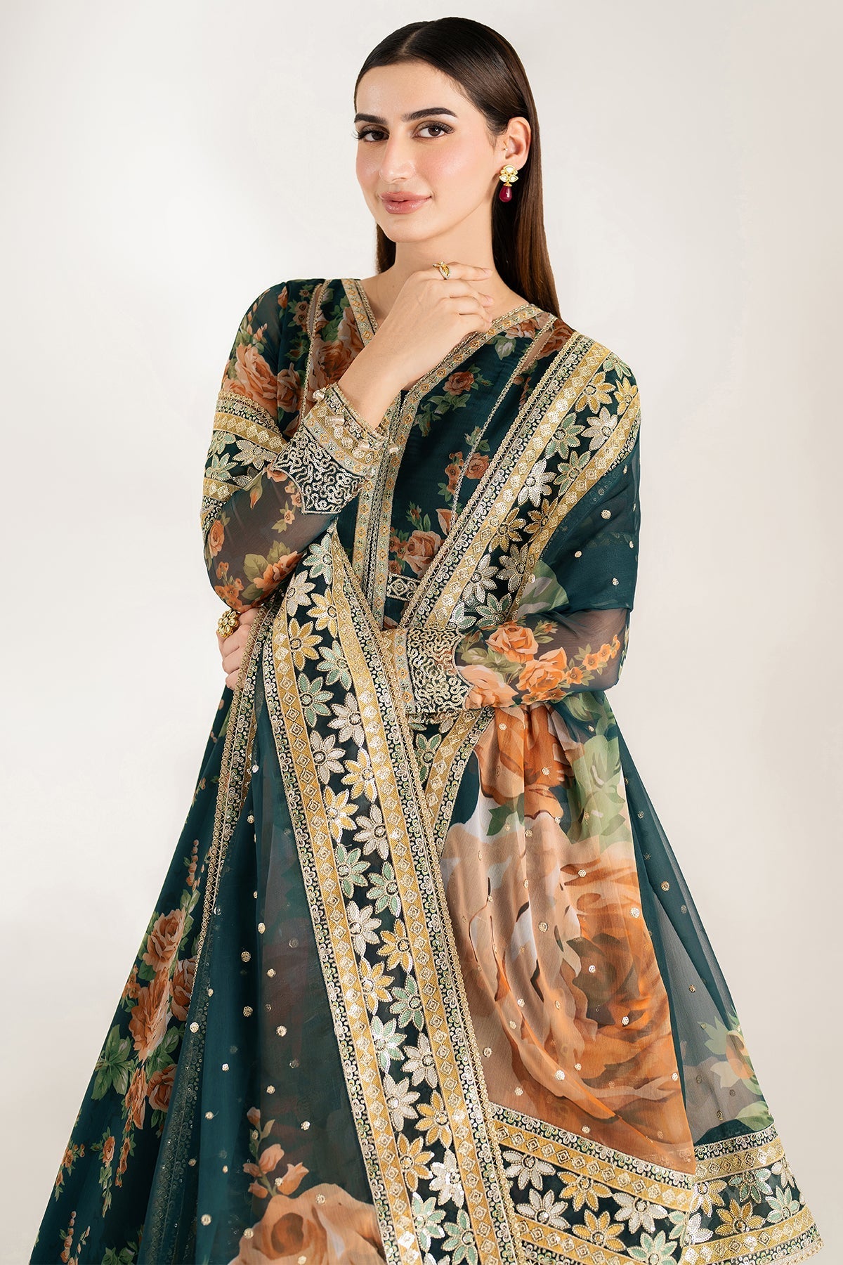 Farasha Teal Passion Style — Mairaz Teal Three-Piece Suit
