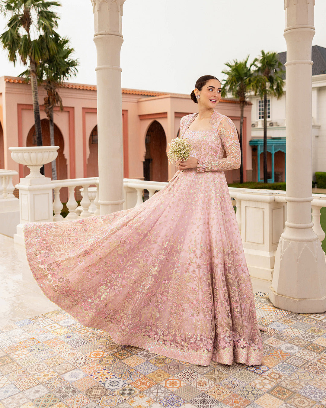 Faiza Saqlain Ruzova style — Mairaz powder pink maxi reference, view 4 of 7