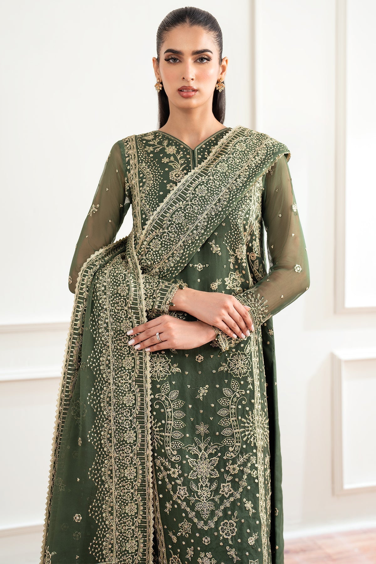 Farasha Muted Moss Style — Mairaz Three-Piece Suit