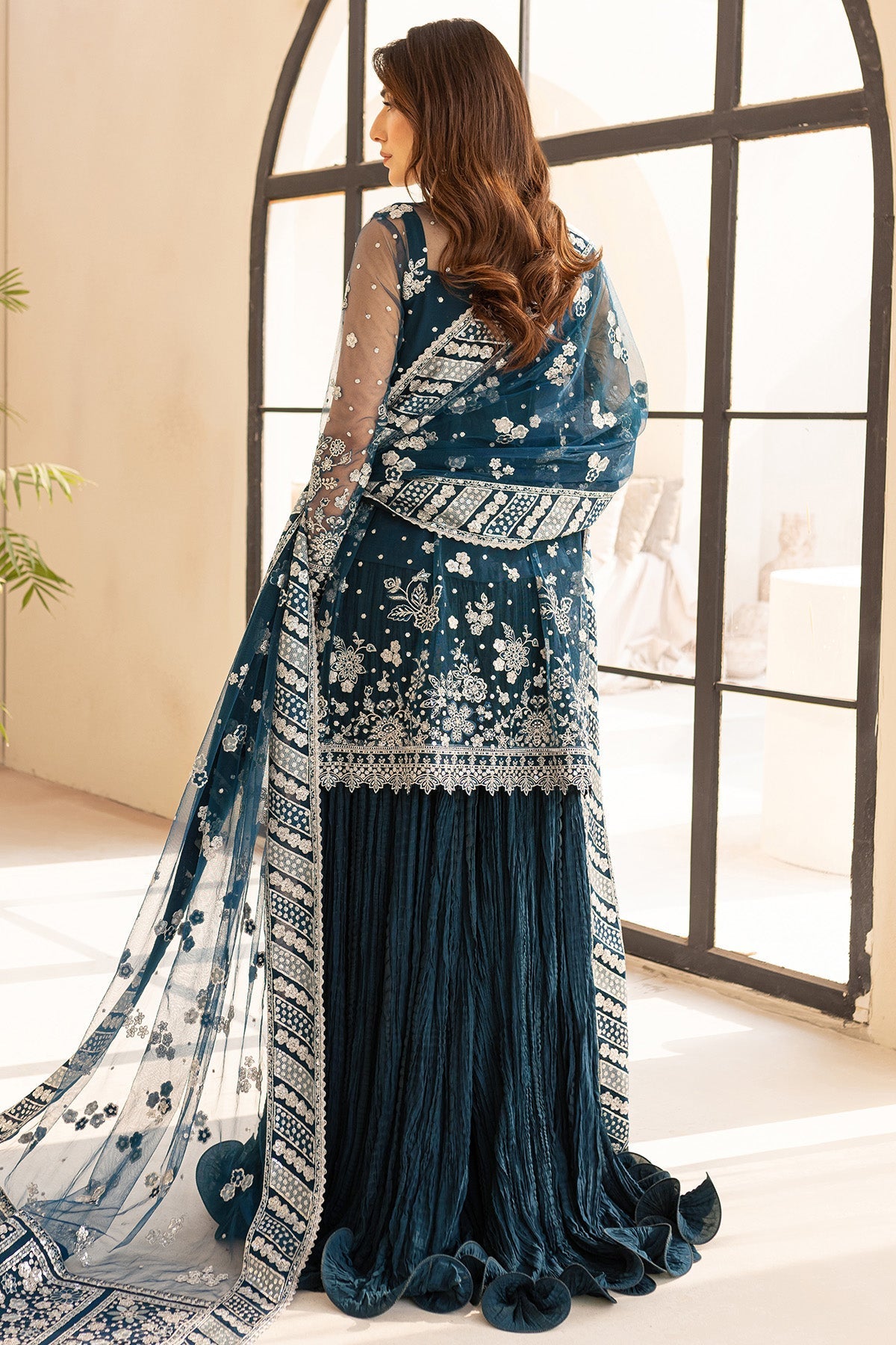 Farasha Teal Drizzle Style — Mairaz Teal Three-Piece Suit