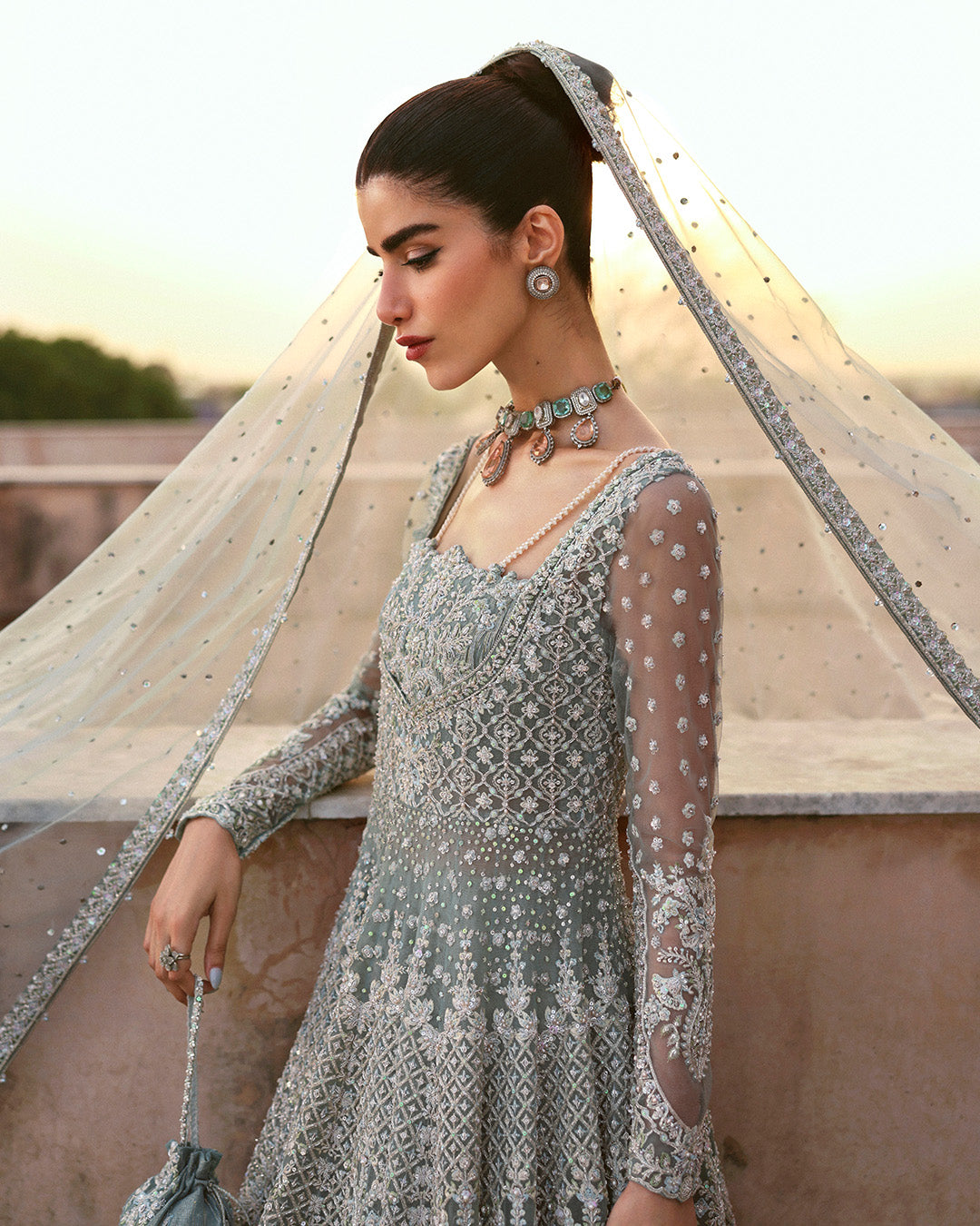 Faiza Saqlain Dorien style — Mairaz ice blue gown reference, view 5 of 6