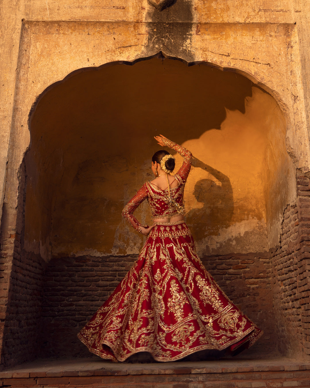 Faiza Saqlain Arusa Style — Mairaz Red Lehenga Choli