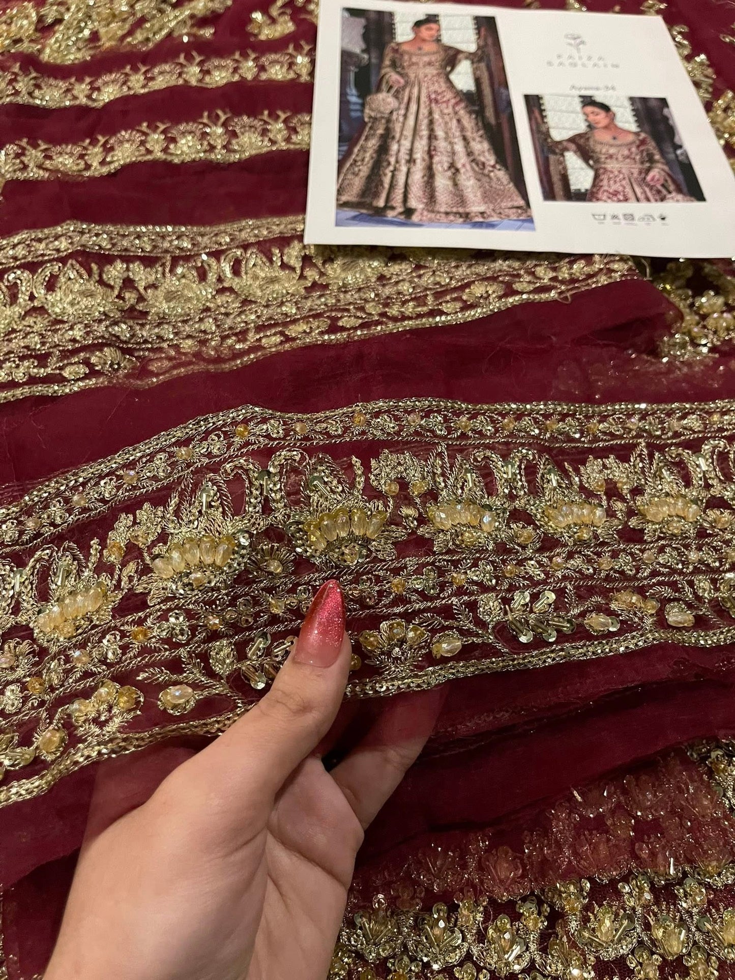 Faiza Saqlain Ayana Style — Mairaz Maroon Lehenga