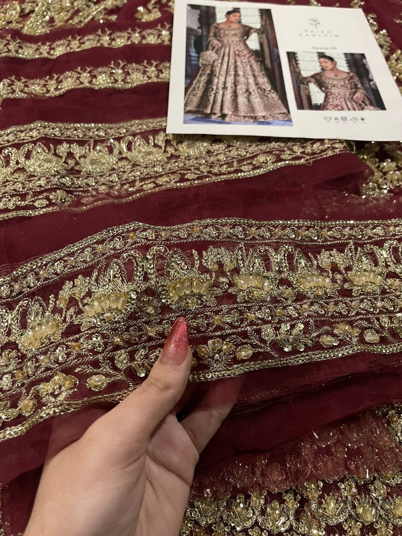 Faiza Saqlain Ayana Style — Mairaz Maroon Lehenga