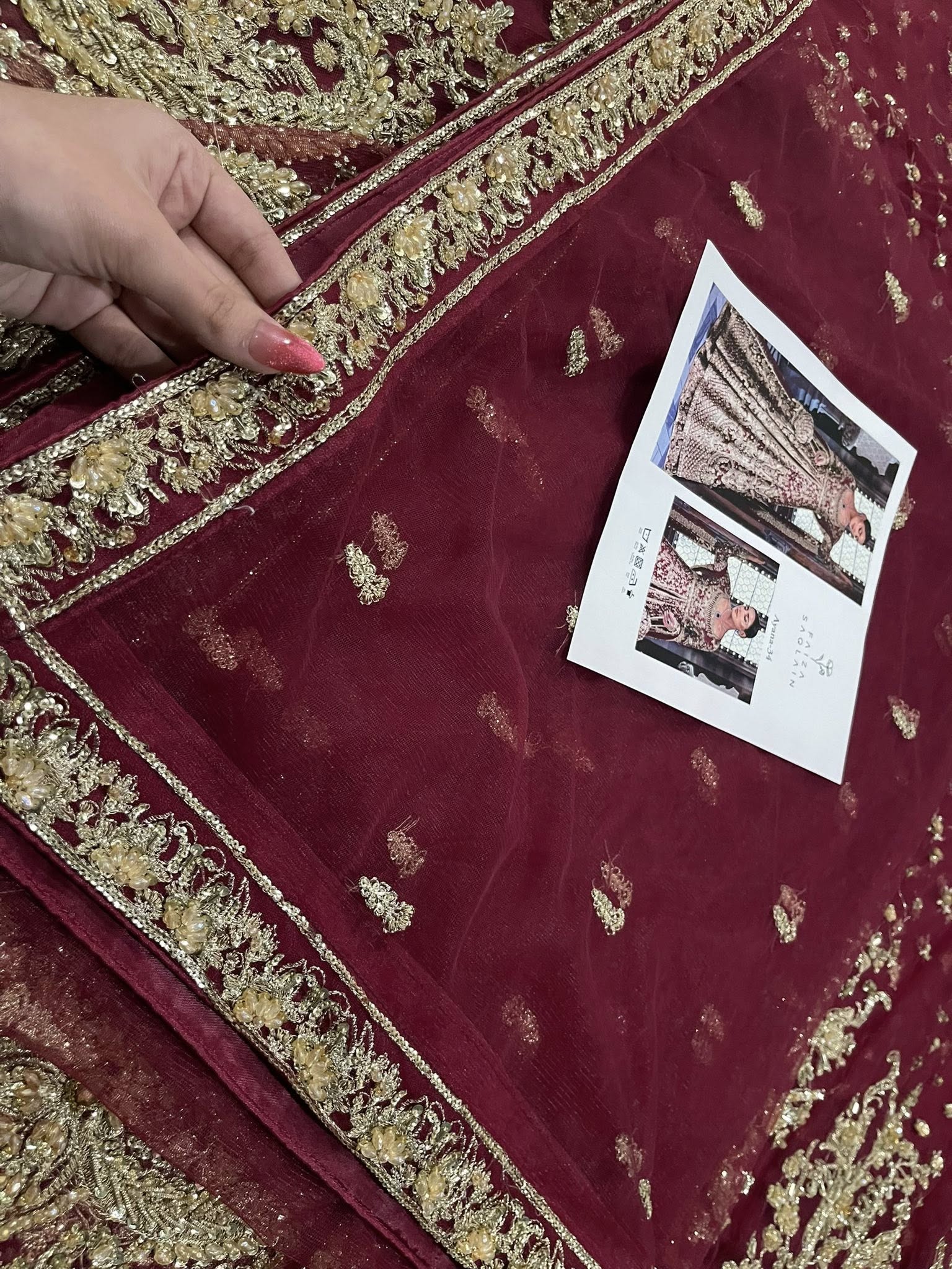 Faiza Saqlain Ayana Style — Mairaz Maroon Lehenga