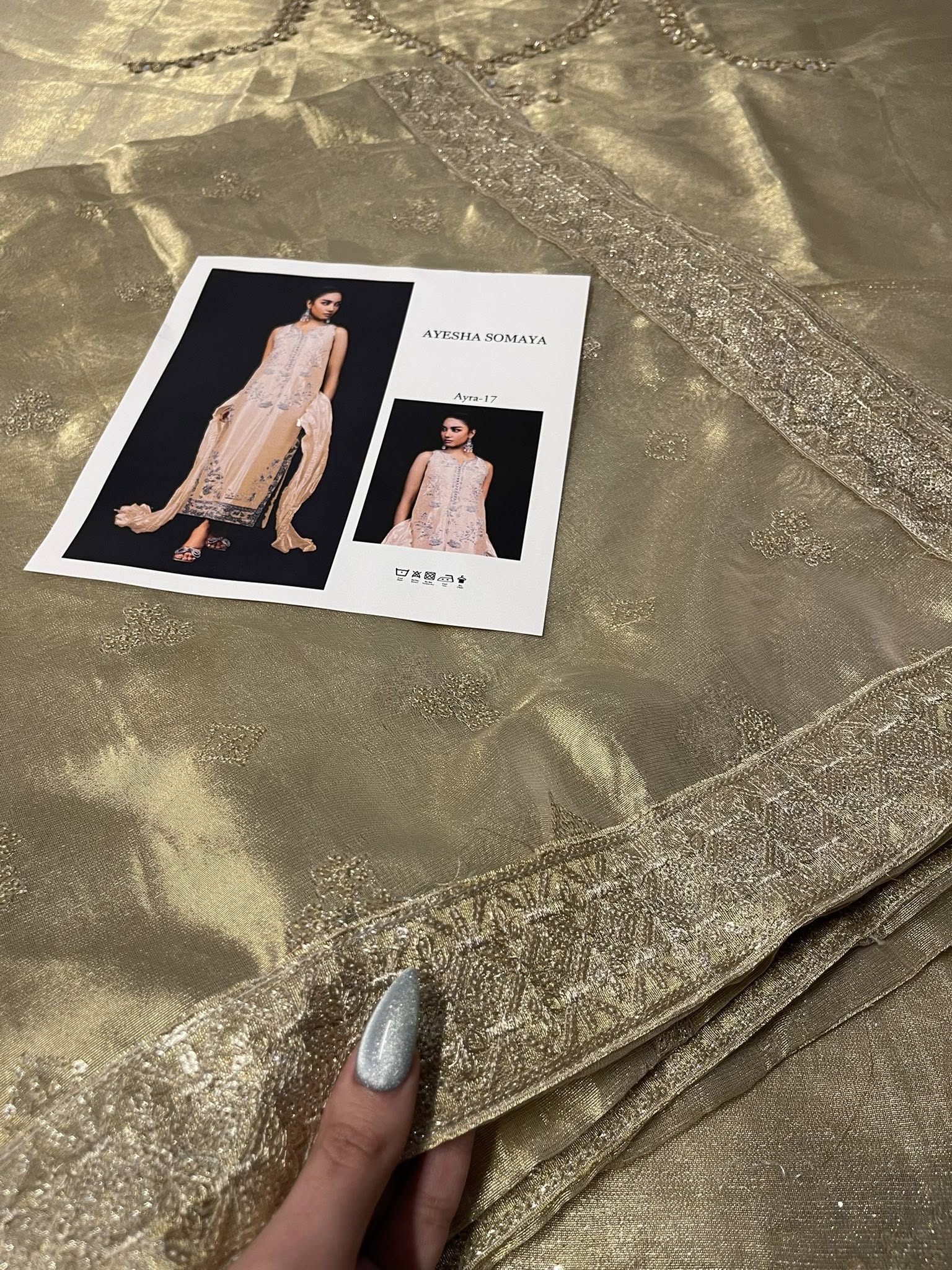 Ayesha Somaya Ayra Style — Mairaz Gold Three-Piece Suit