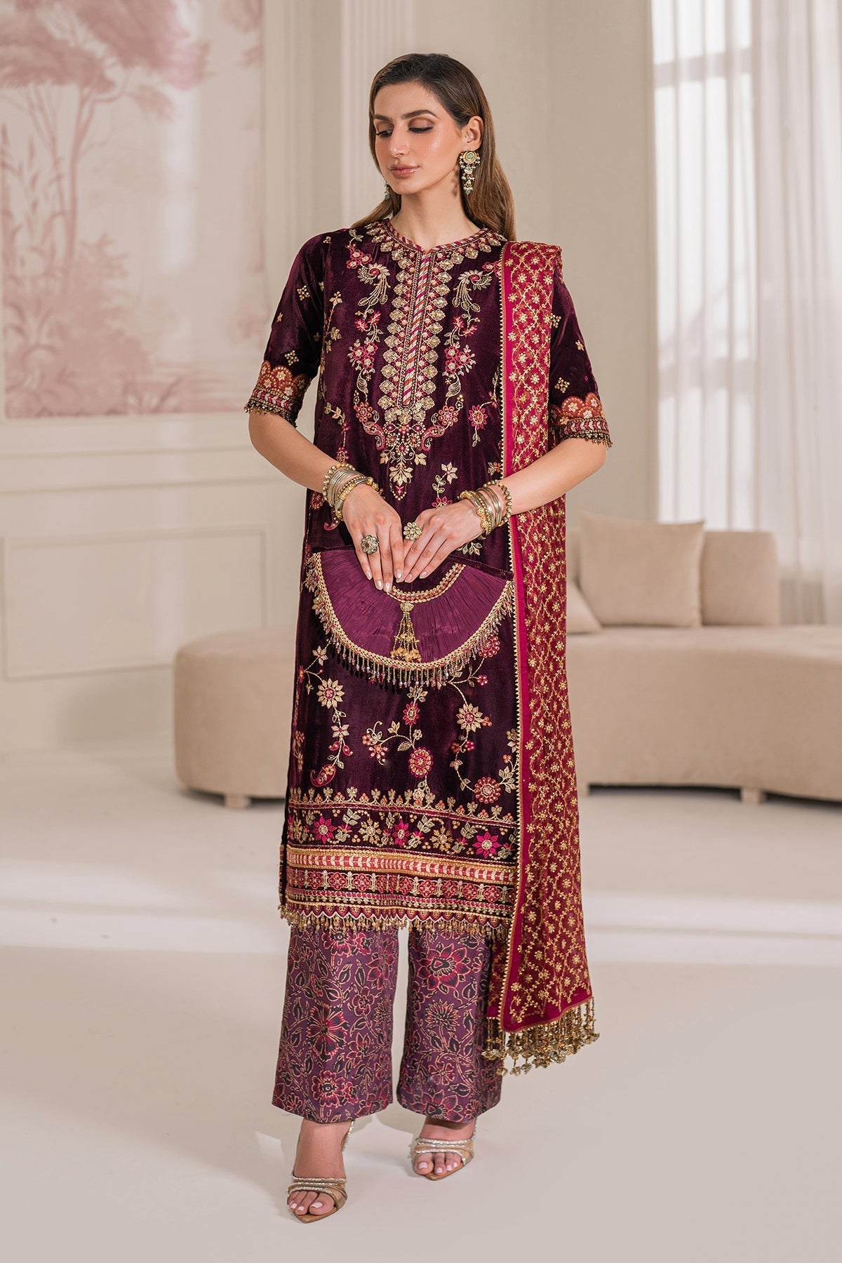 Embroidered Velvet UF-752 Style — Mairaz reproduction, product view 14 of 20