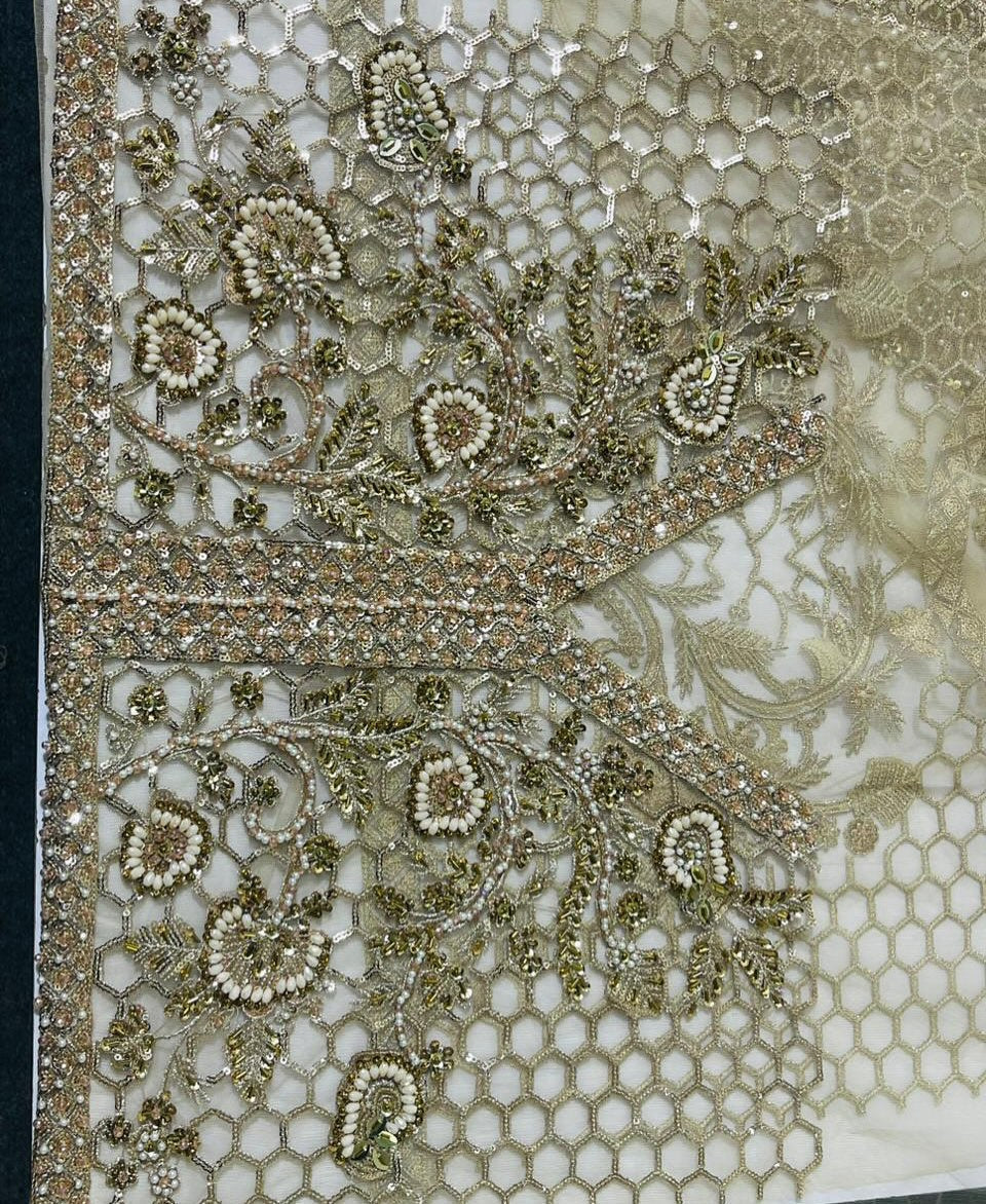 Maria B Azureh Style — Mairaz Champagne Gold Lehenga