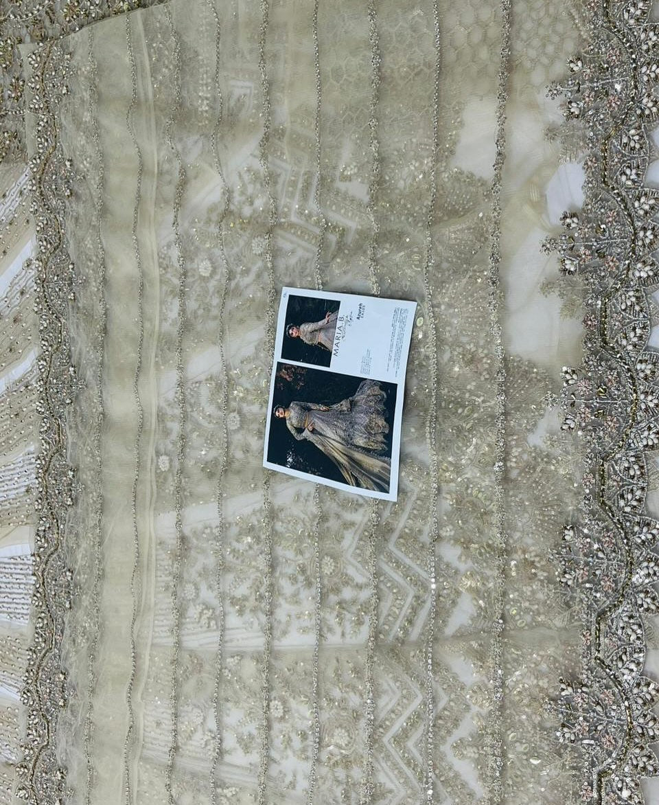 Maria B Azureh Style — Mairaz Champagne Gold Lehenga