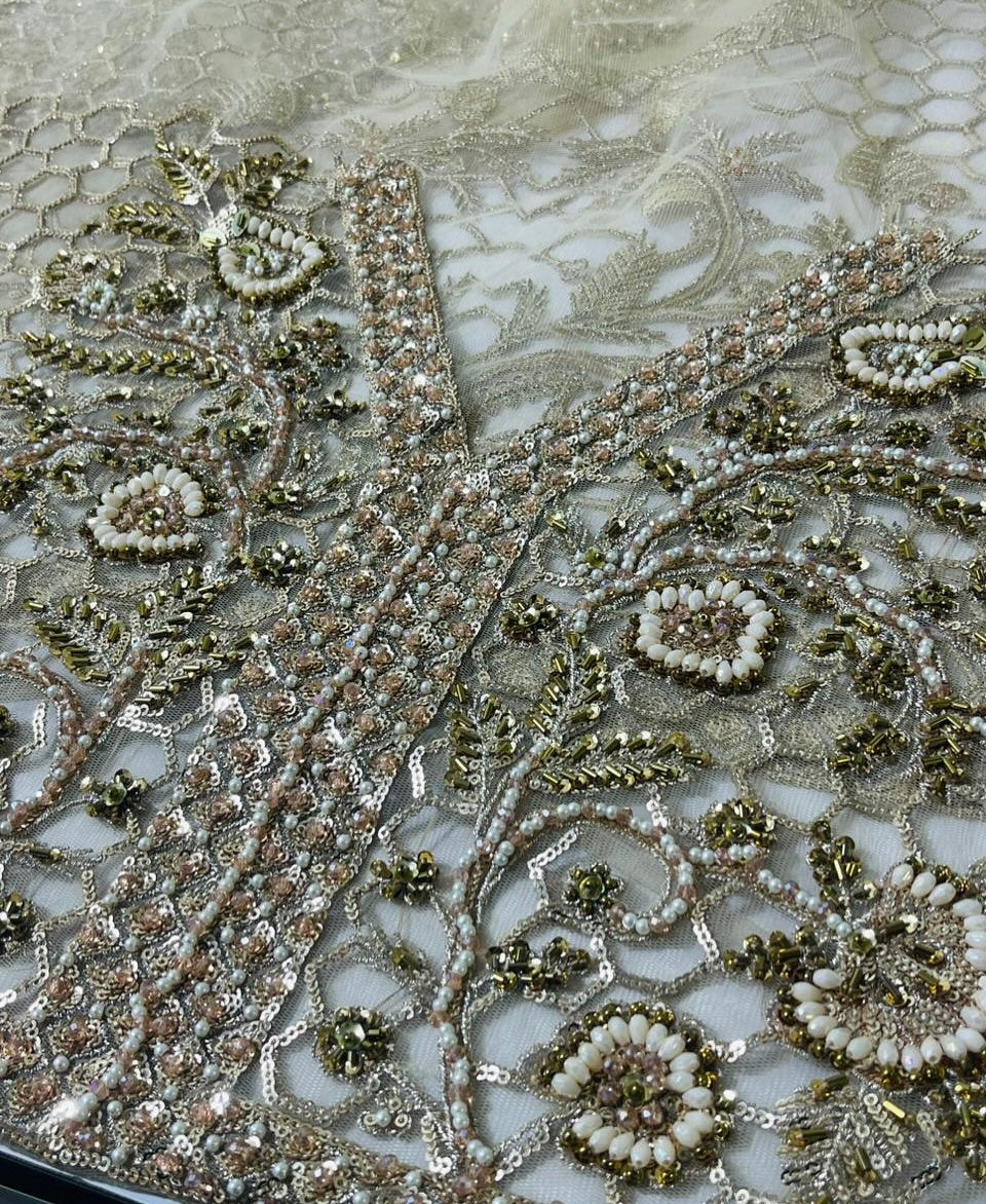 Maria B Azureh Style — Mairaz Champagne Gold Lehenga