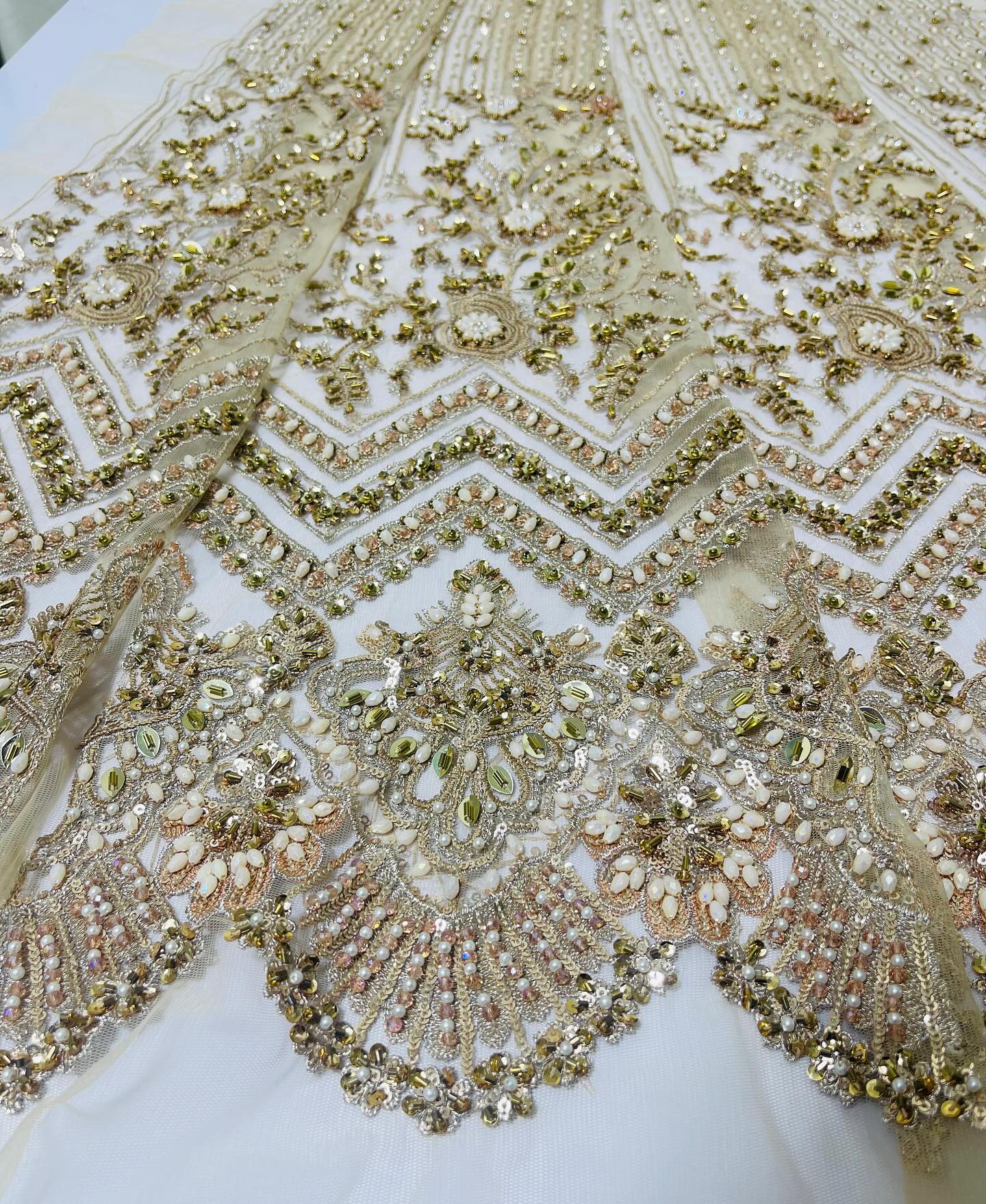 Maria B Azureh Style — Mairaz Champagne Gold Lehenga