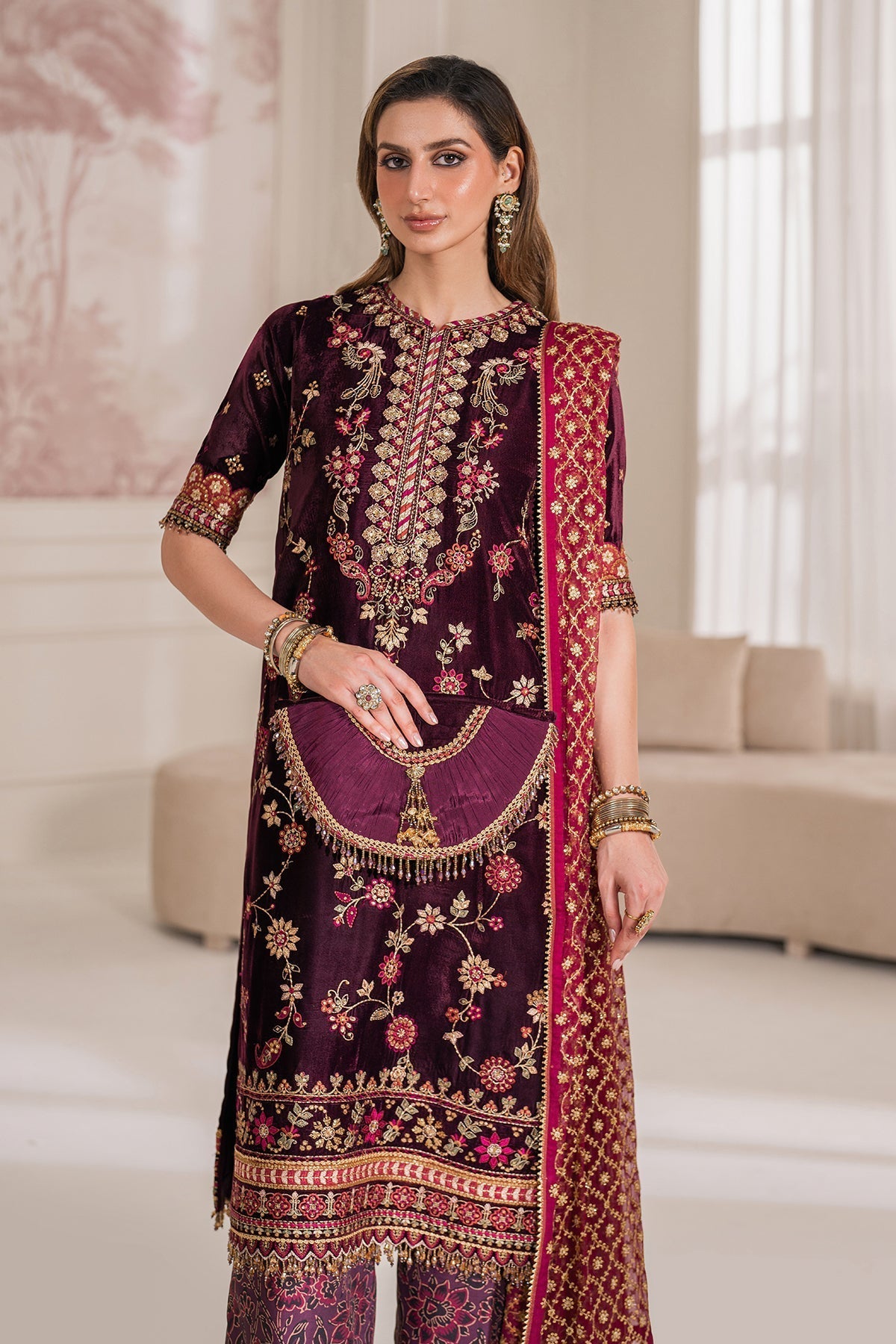 Embroidered Velvet UF-752 Style — Mairaz reproduction, product view 17 of 20