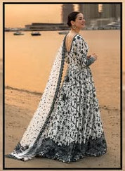 Faiza Saqlain Jehona Style — Mairaz White & Black Lawn Suit