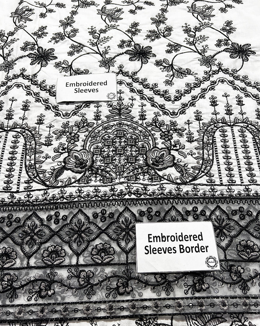 Faiza Saqlain Jehona Style — Mairaz White & Black Lawn Suit
