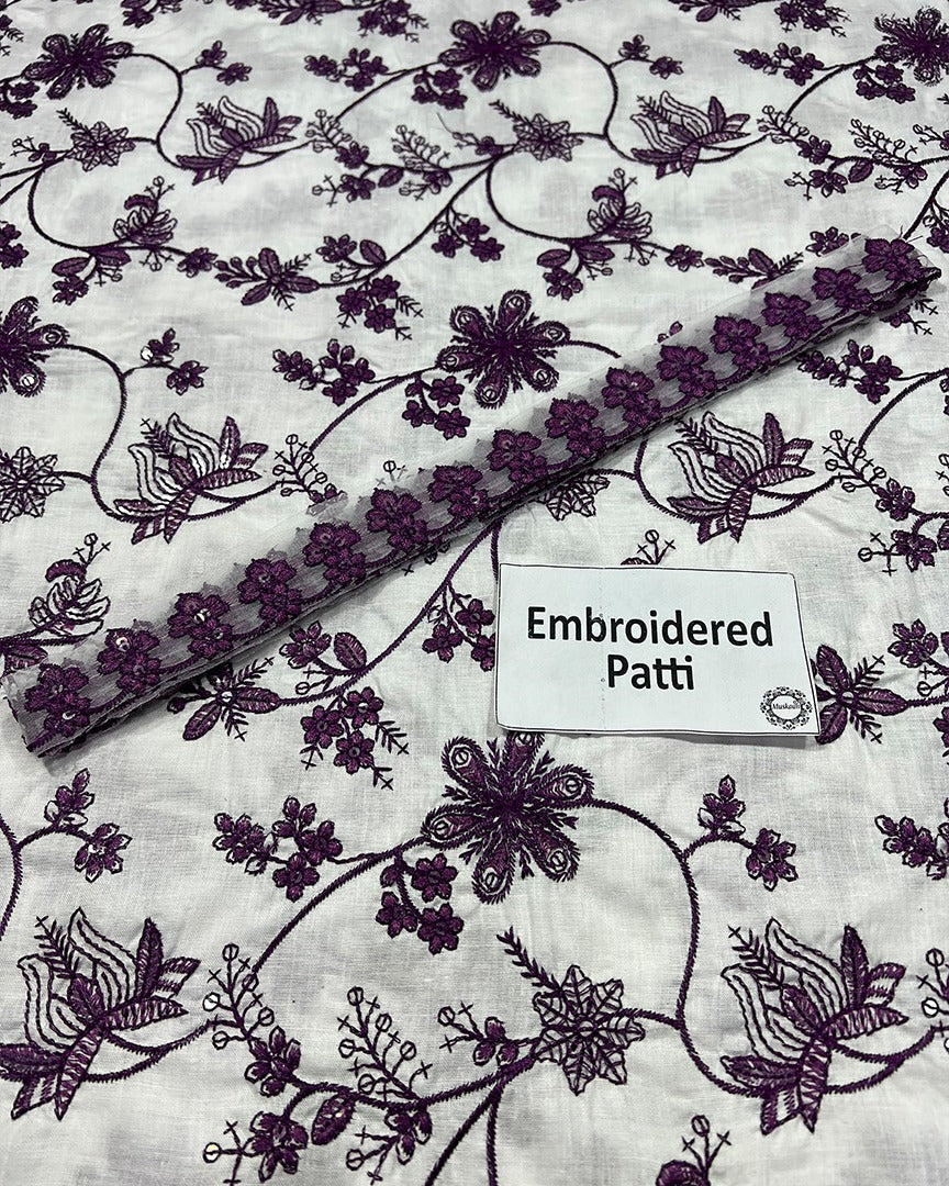 Faiza Saqlain Jehona Style — Mairaz White & Purple Lawn Suit