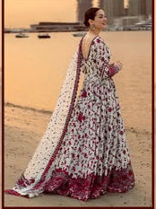 Faiza Saqlain Jehona Style — Mairaz White & Red Lawn Suit