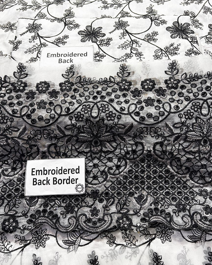 Faiza Saqlain Jehona Style — Mairaz White & Black Lawn Suit