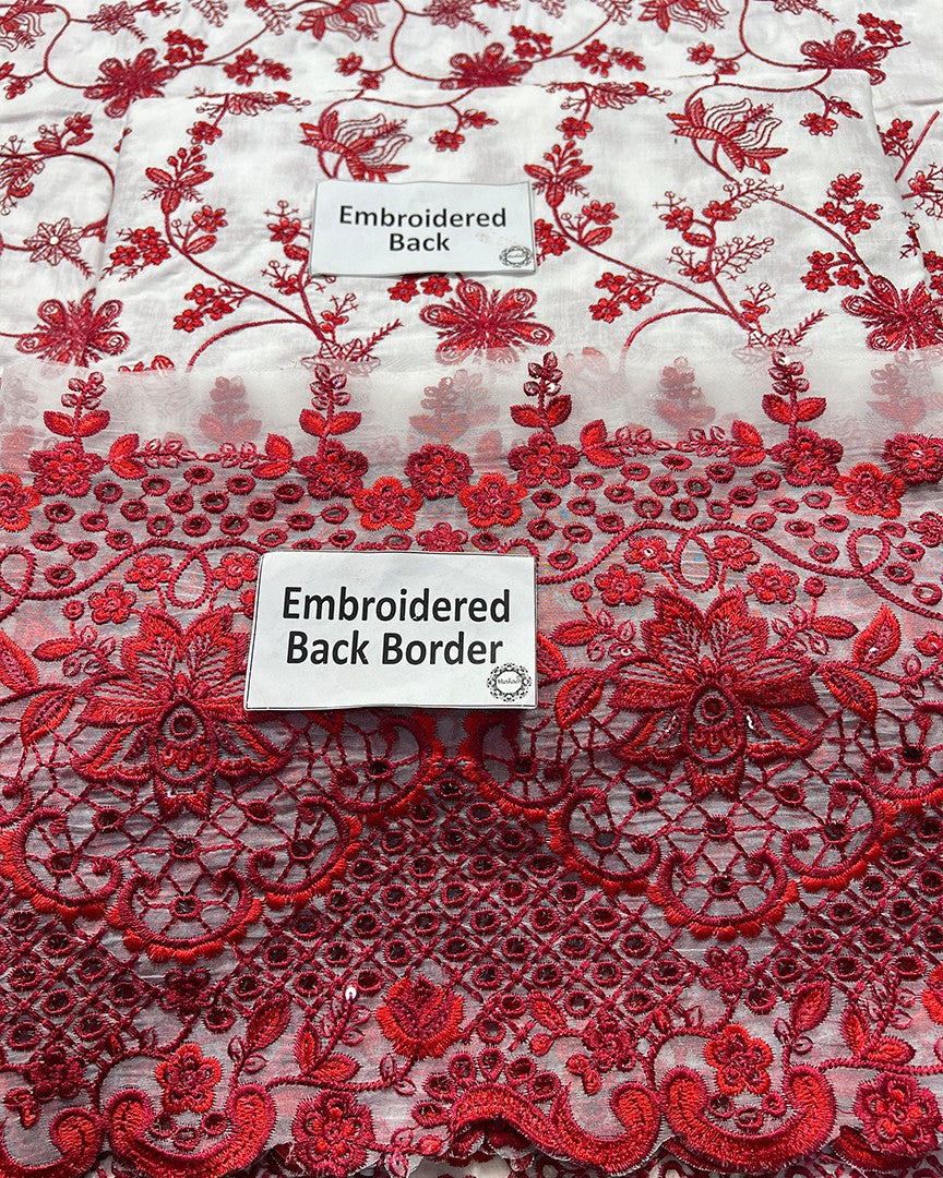 Faiza Saqlain Jehona Style — Mairaz White & Red Lawn Suit