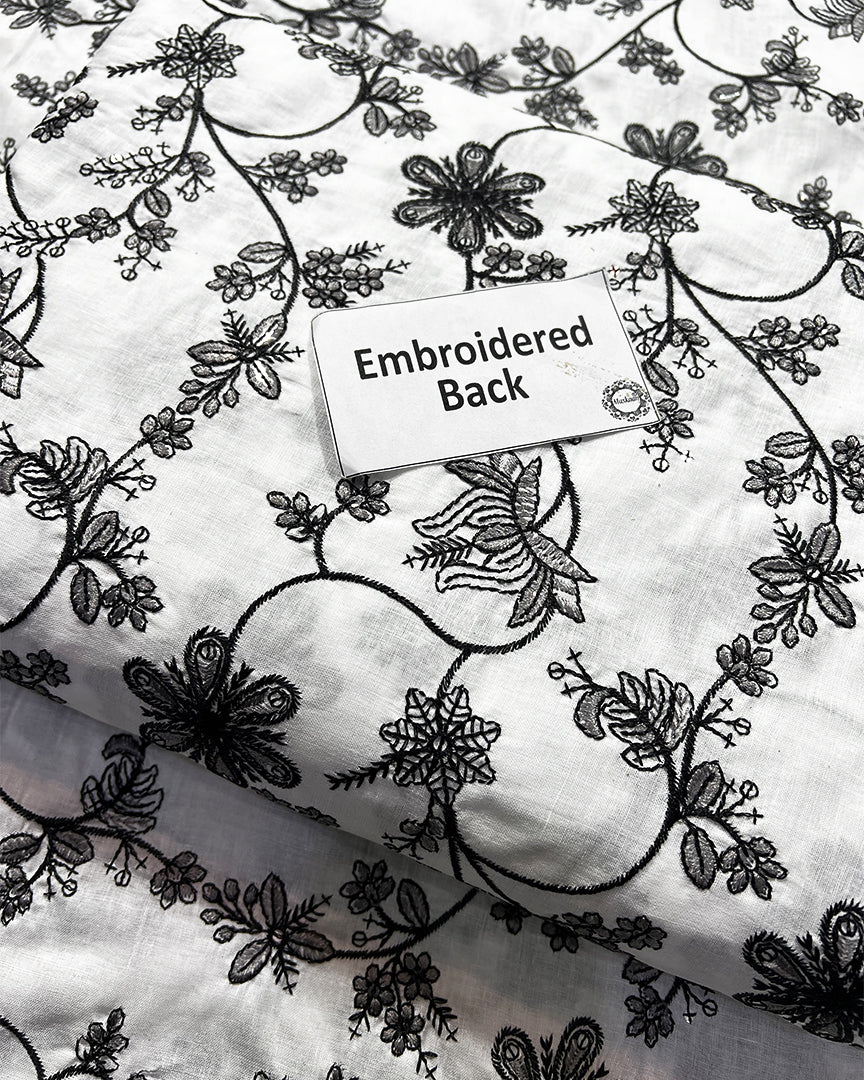 Faiza Saqlain Jehona Style — Mairaz White & Black Lawn Suit