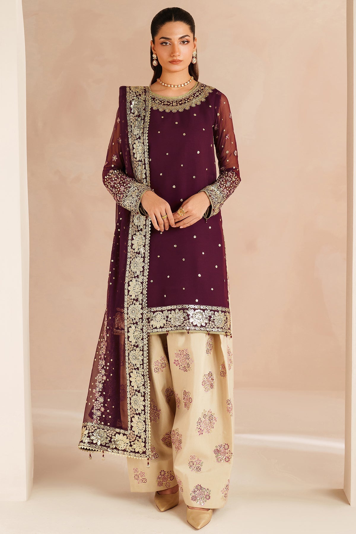 Farasha Maple Glow Style — Mairaz Three-Piece Suit