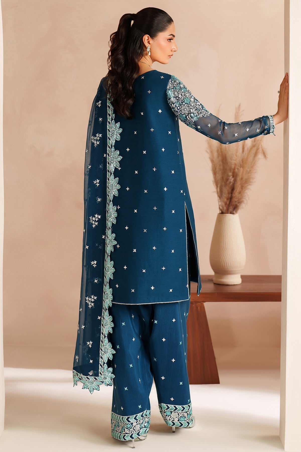 Farasha Cobalt Haze Style — Mairaz Three-Piece Suit
