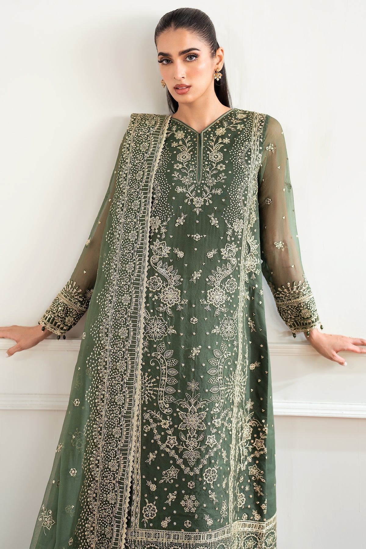 Farasha Muted Moss Style — Mairaz Three-Piece Suit
