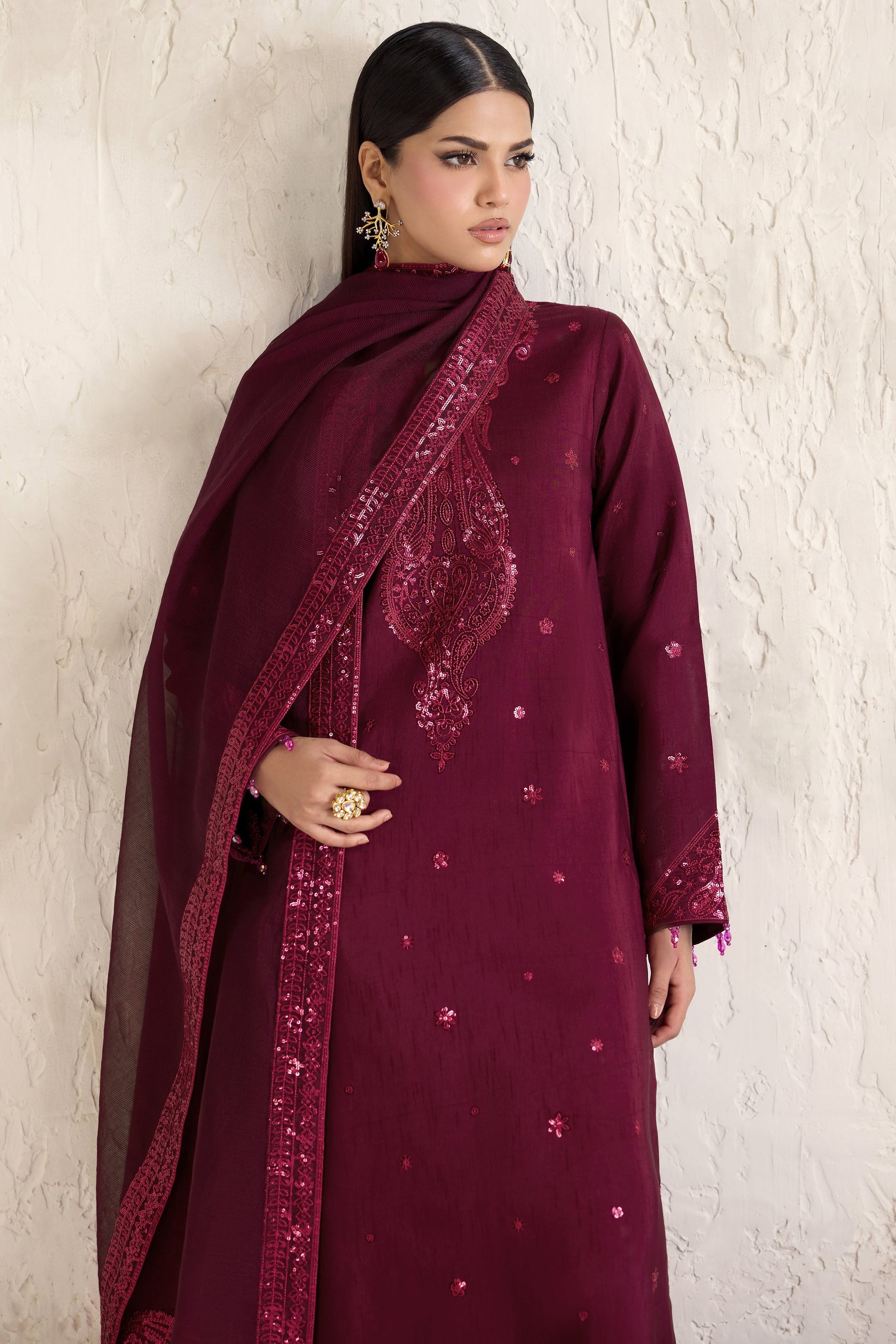 Farasha Fuchsia Glow Style — Mairaz Three-Piece Suit