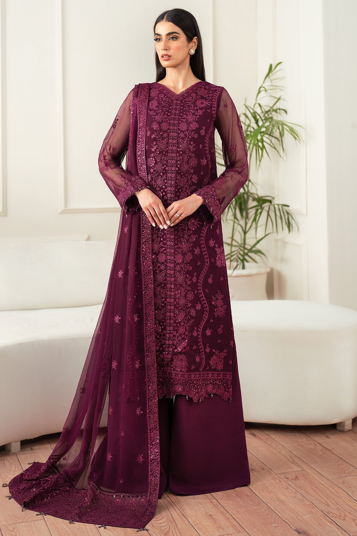 Farasha Regal Violet Style — Mairaz Three-Piece Suit