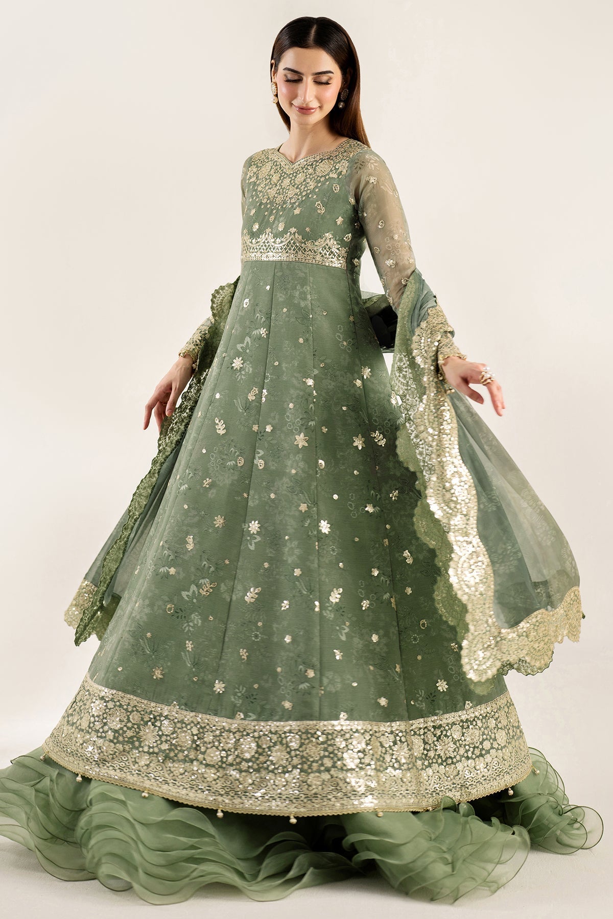 Farasha Olive Aura Style — Mairaz Three-Piece Suit
