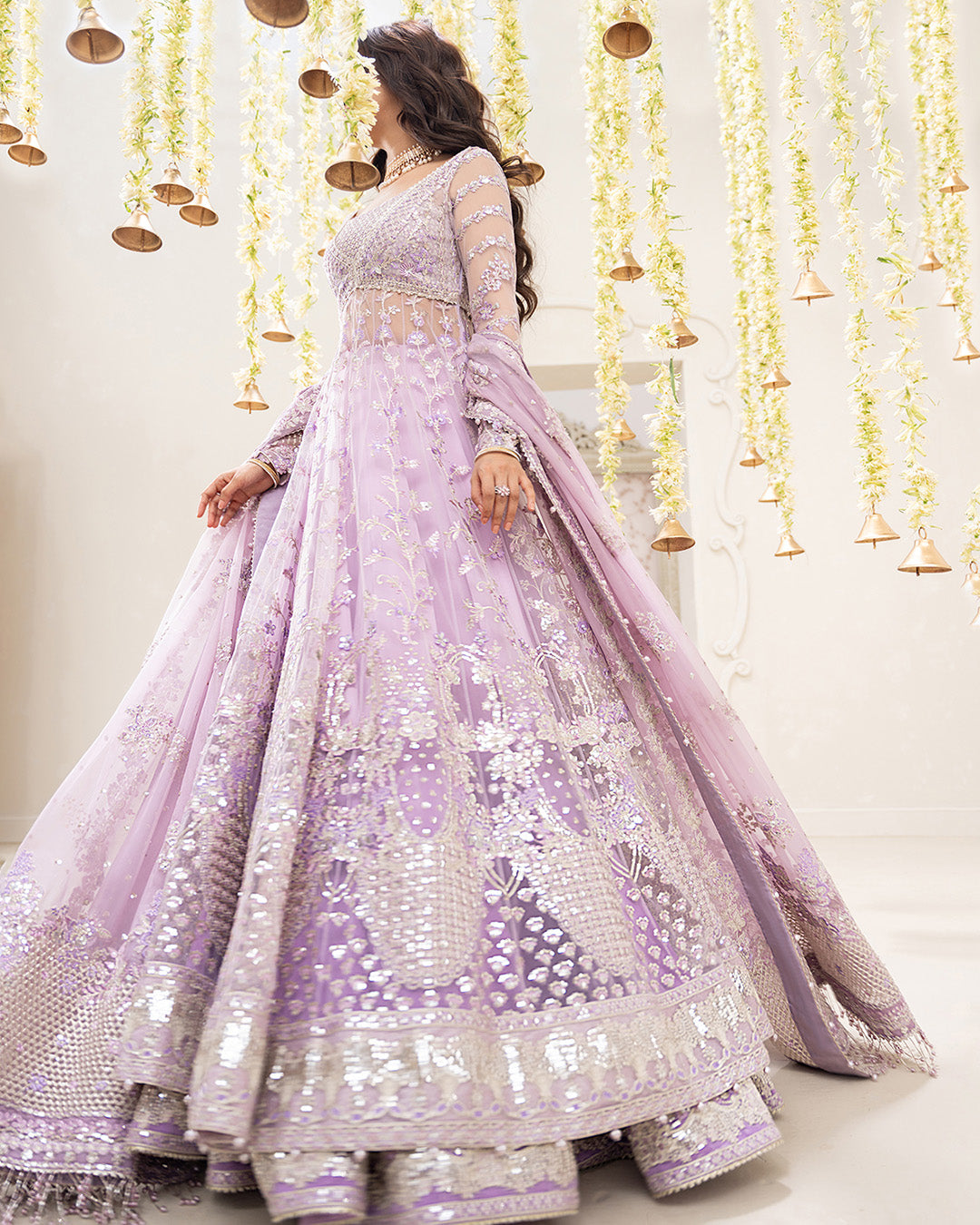 Faiza Saqlain Pinar style — Mairaz lilac lehenga reference, view 6 of 7