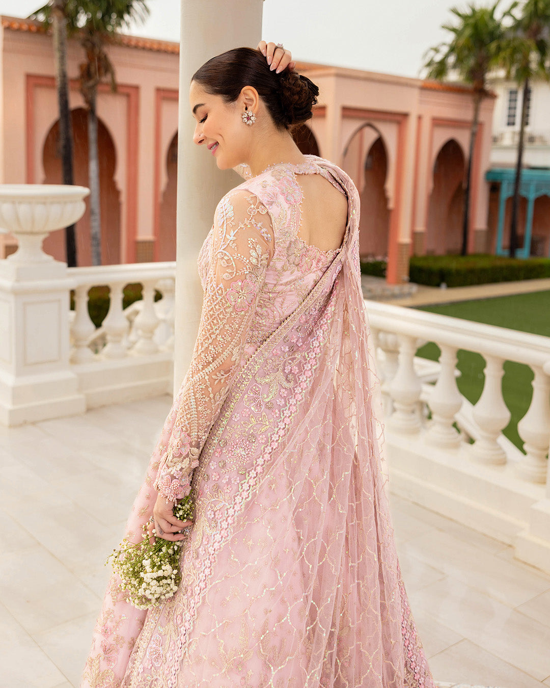 Faiza Saqlain Ruzova style — Mairaz powder pink maxi reference, view 6 of 7