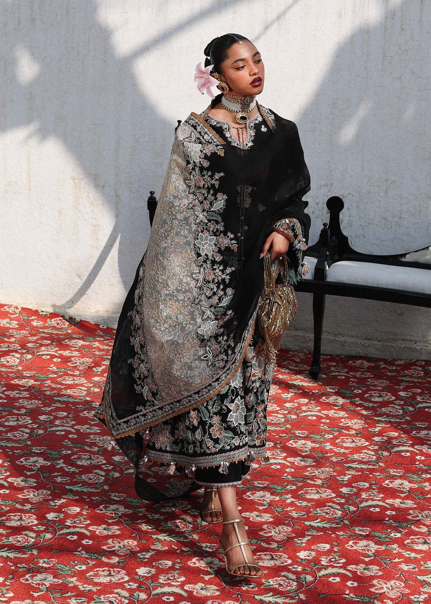 Hussain Rehar Sable style — Mairaz black three-piece suit reference, view 4 of 7