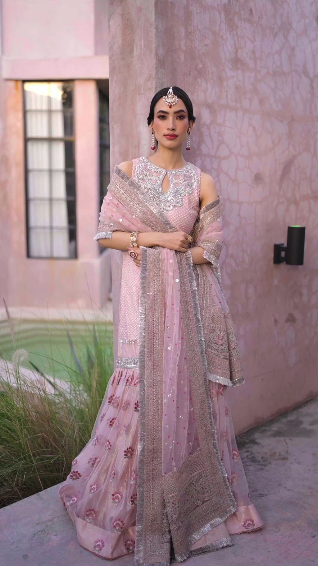 Faiza Saqlain Eilees Style — Mairaz Powder Pink Gharara