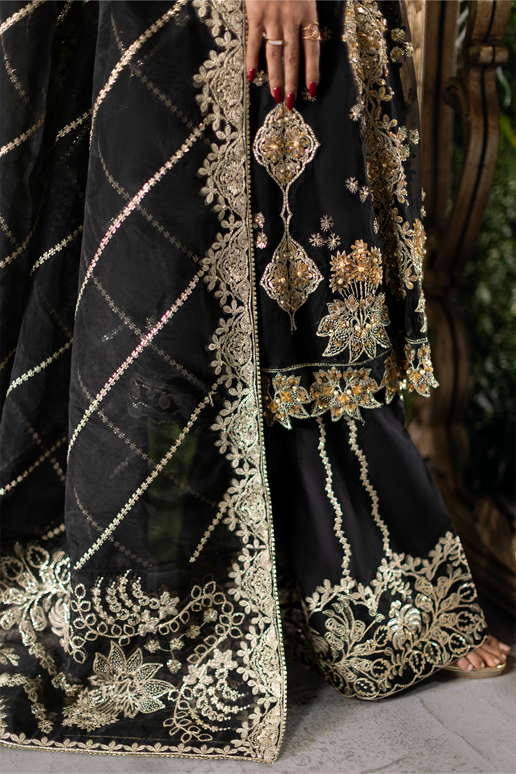 Farida Hasan Celestia Style — Mairaz Embellished Organza Formal Suit
