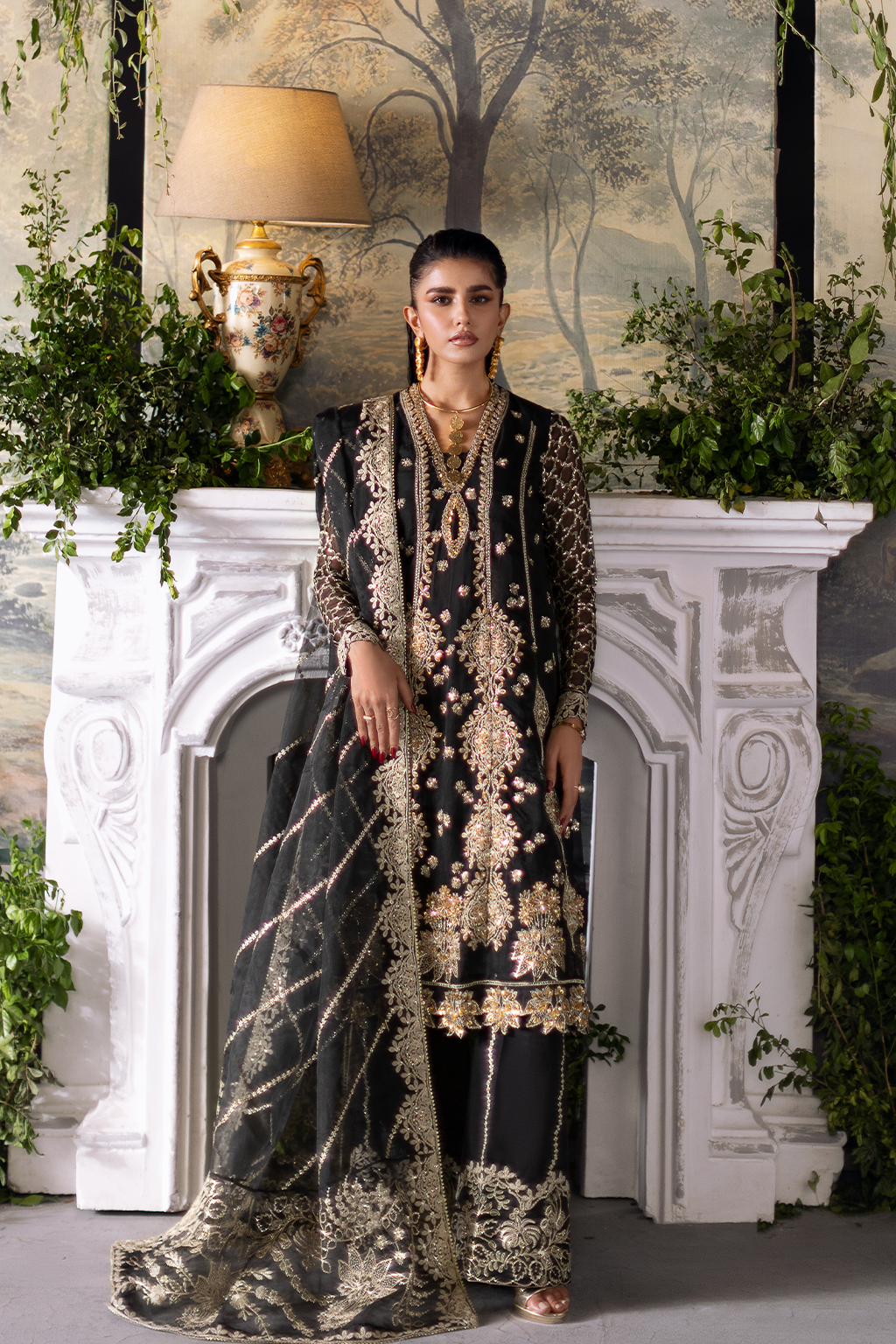 Farida Hasan Celestia Style — Mairaz Embellished Organza Formal Suit