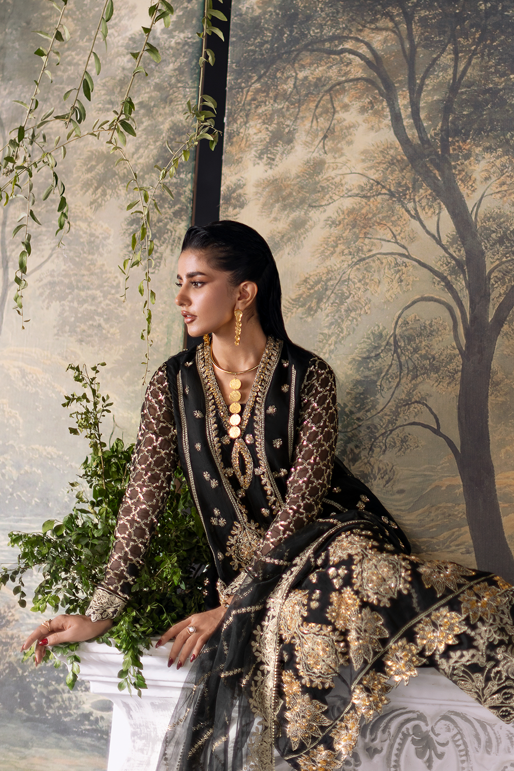 Farida Hasan Celestia Style — Mairaz Embellished Organza Formal Suit