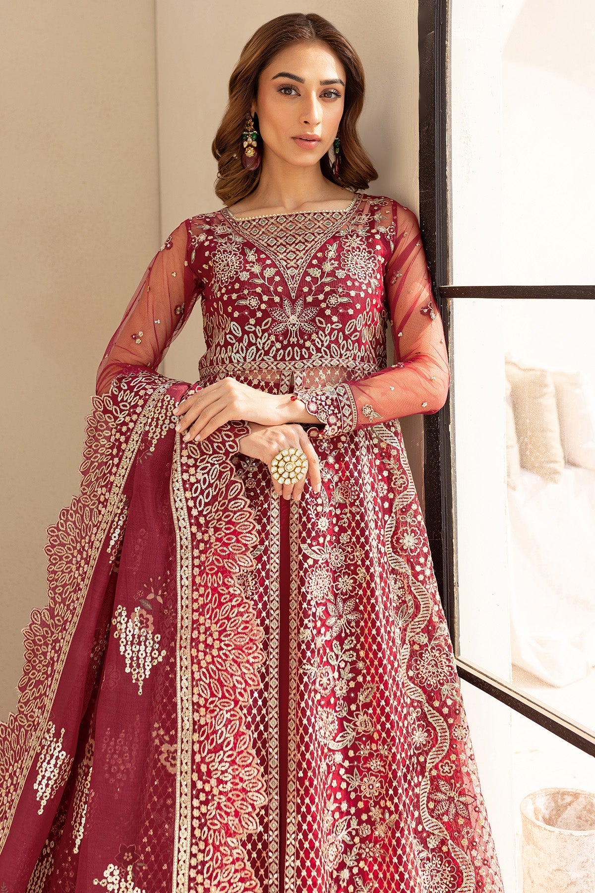 Farasha Carmine Allure Style — Mairaz Three-Piece Suit