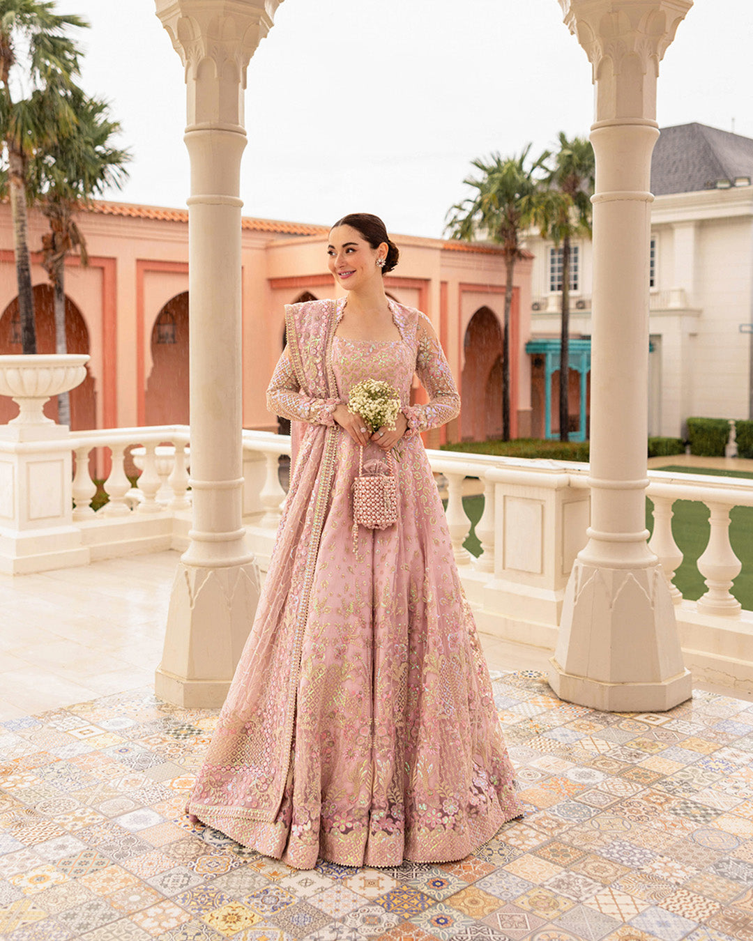 Faiza Saqlain Ruzova style — Mairaz powder pink maxi reference, view 3 of 7