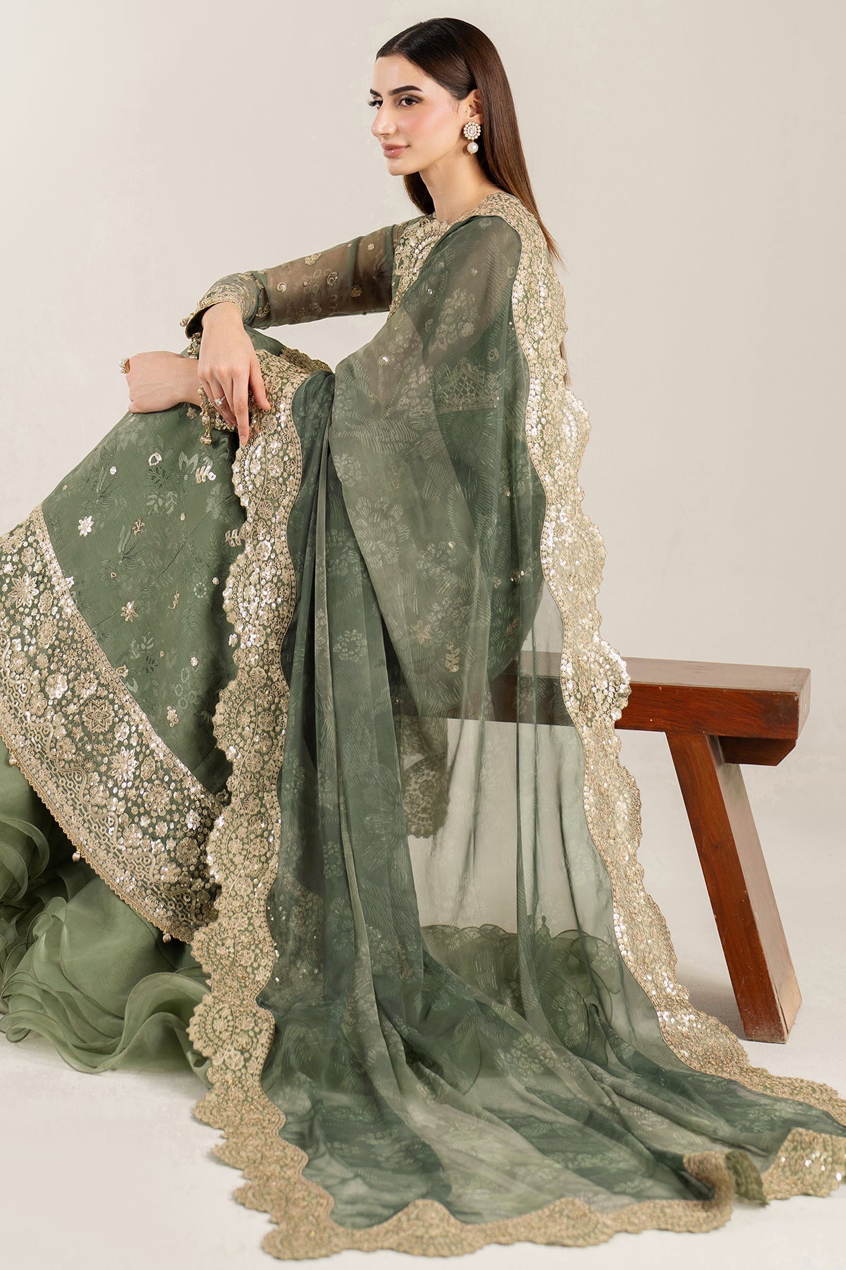Farasha Olive Aura Style — Mairaz Three-Piece Suit