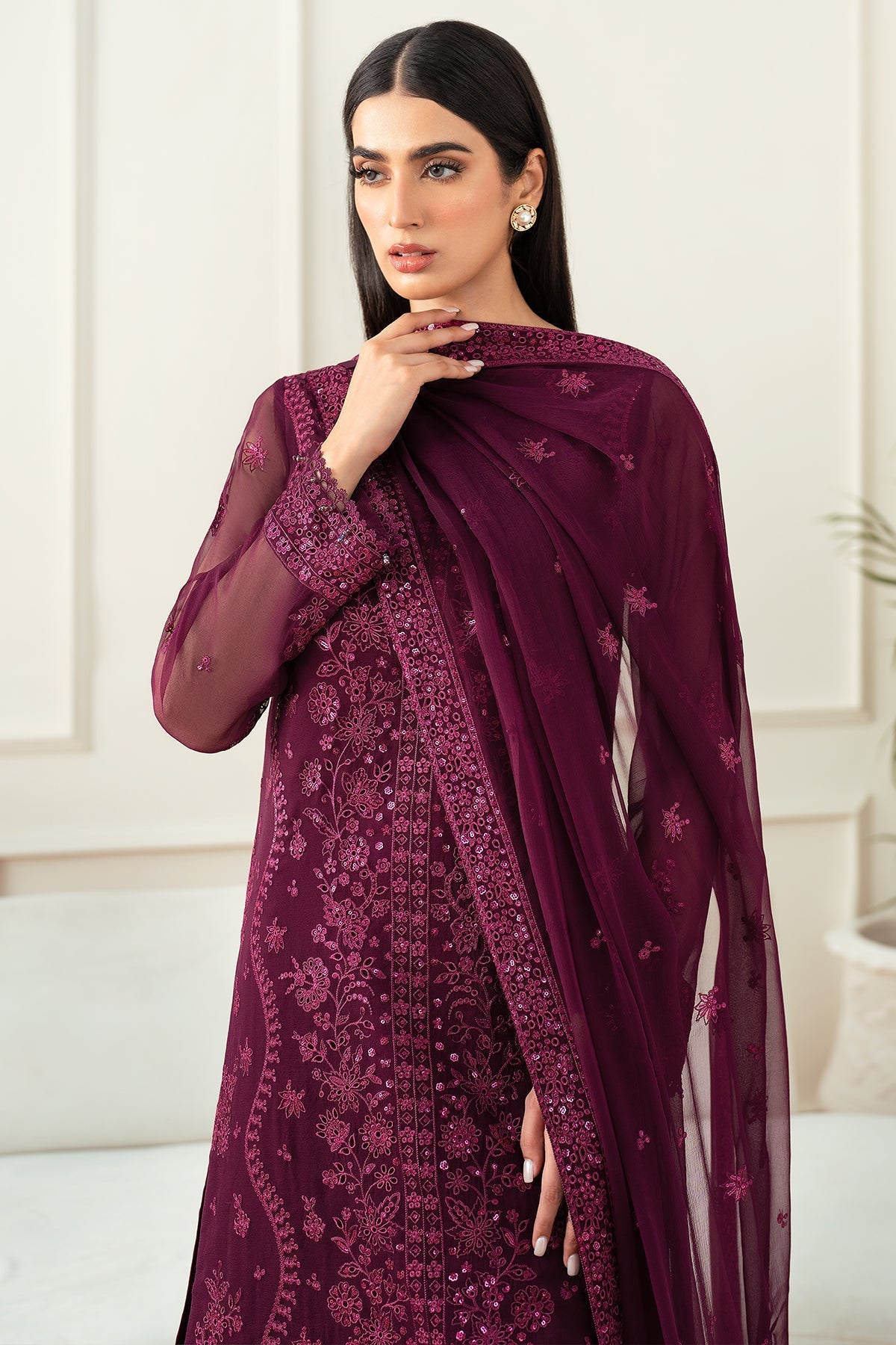 Farasha Regal Violet Style — Mairaz Three-Piece Suit