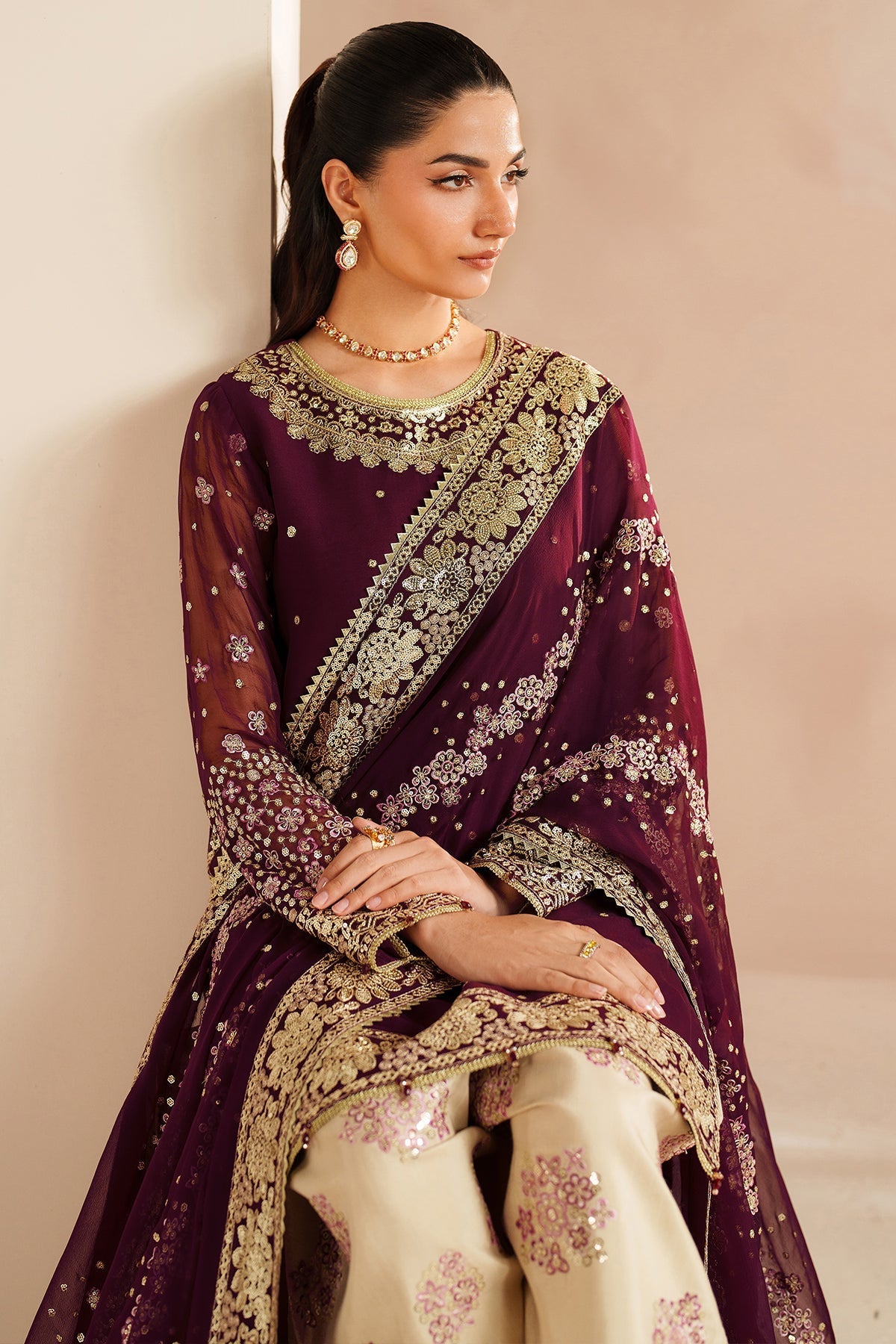 Farasha Maple Glow Style — Mairaz Three-Piece Suit