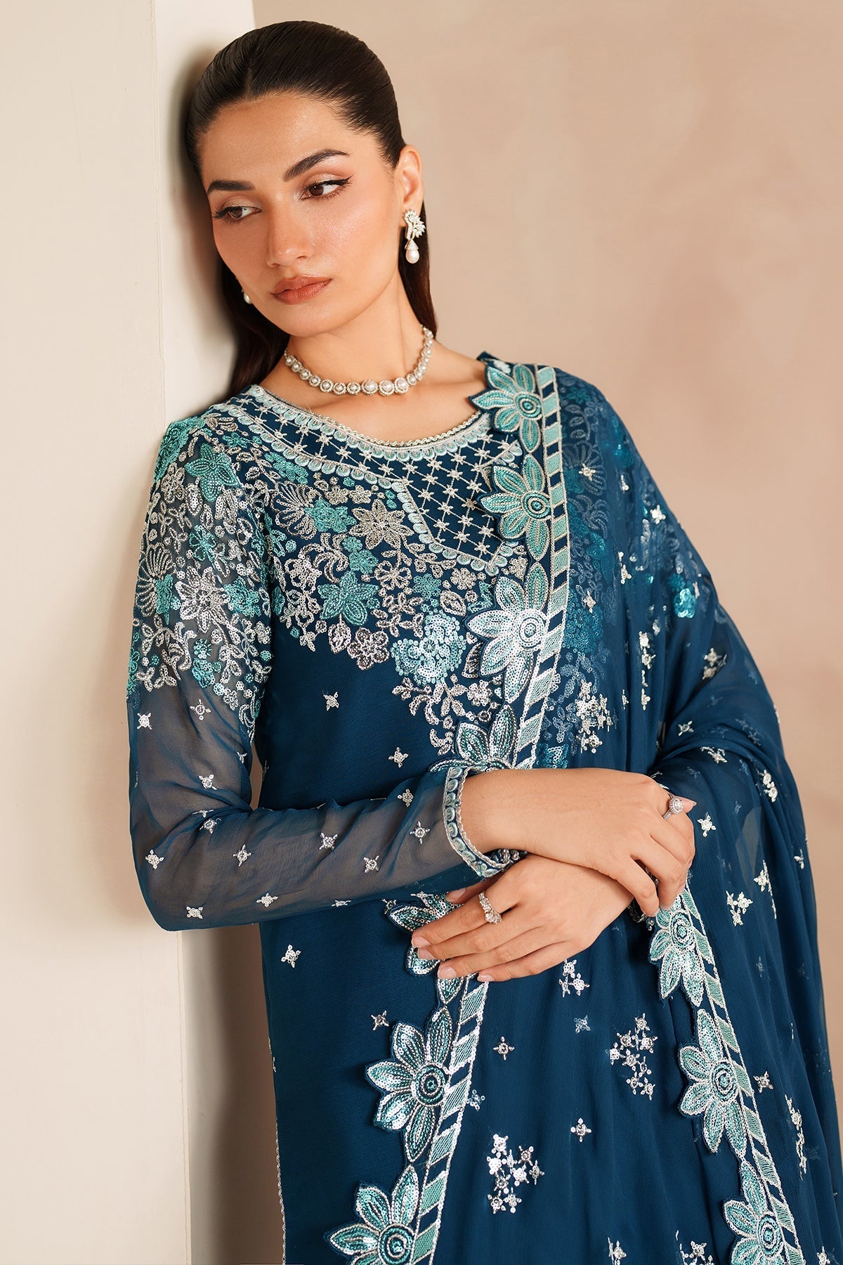 Farasha Cobalt Haze Style — Mairaz Three-Piece Suit