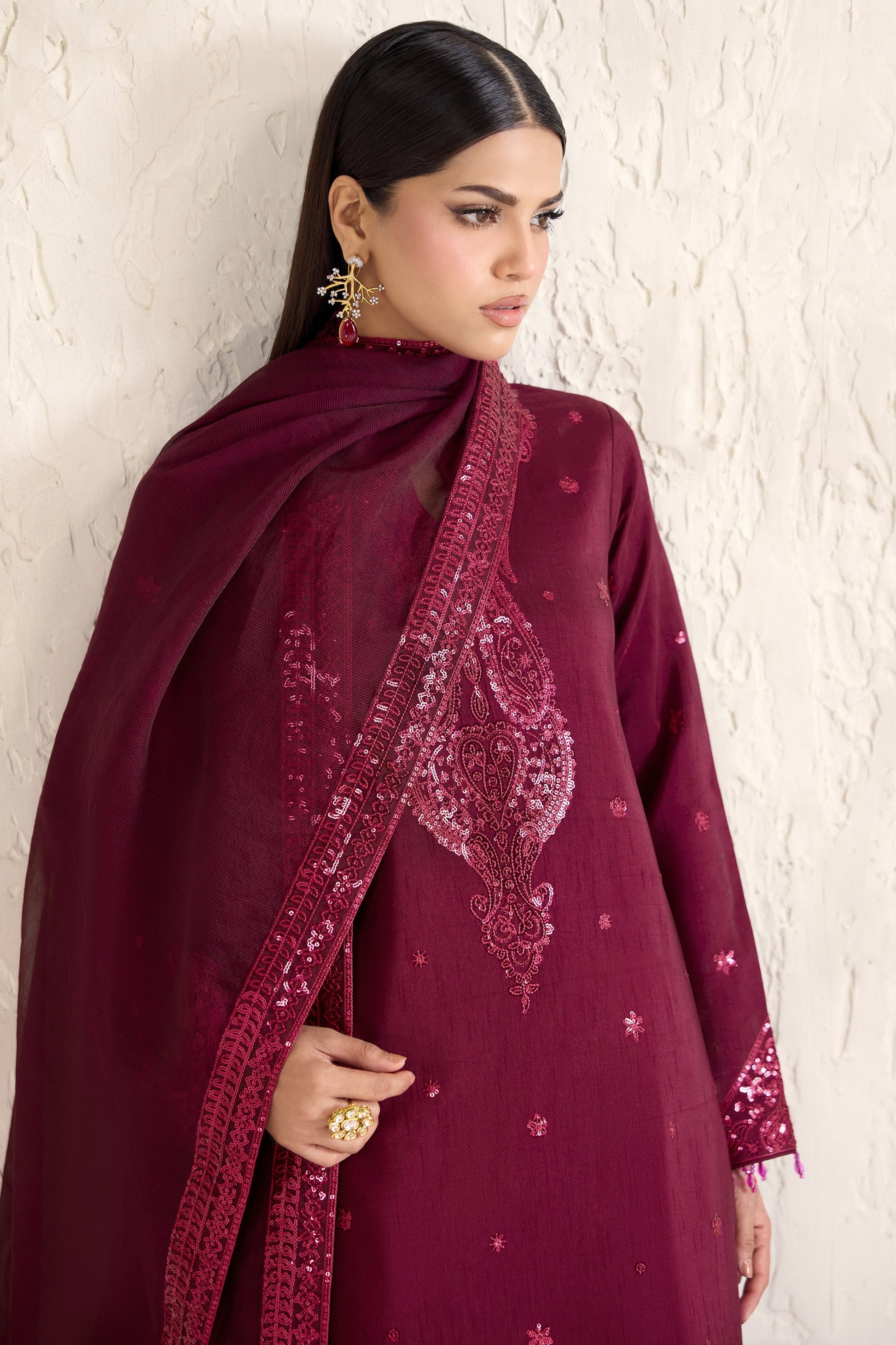 Farasha Fuchsia Glow Style — Mairaz Three-Piece Suit