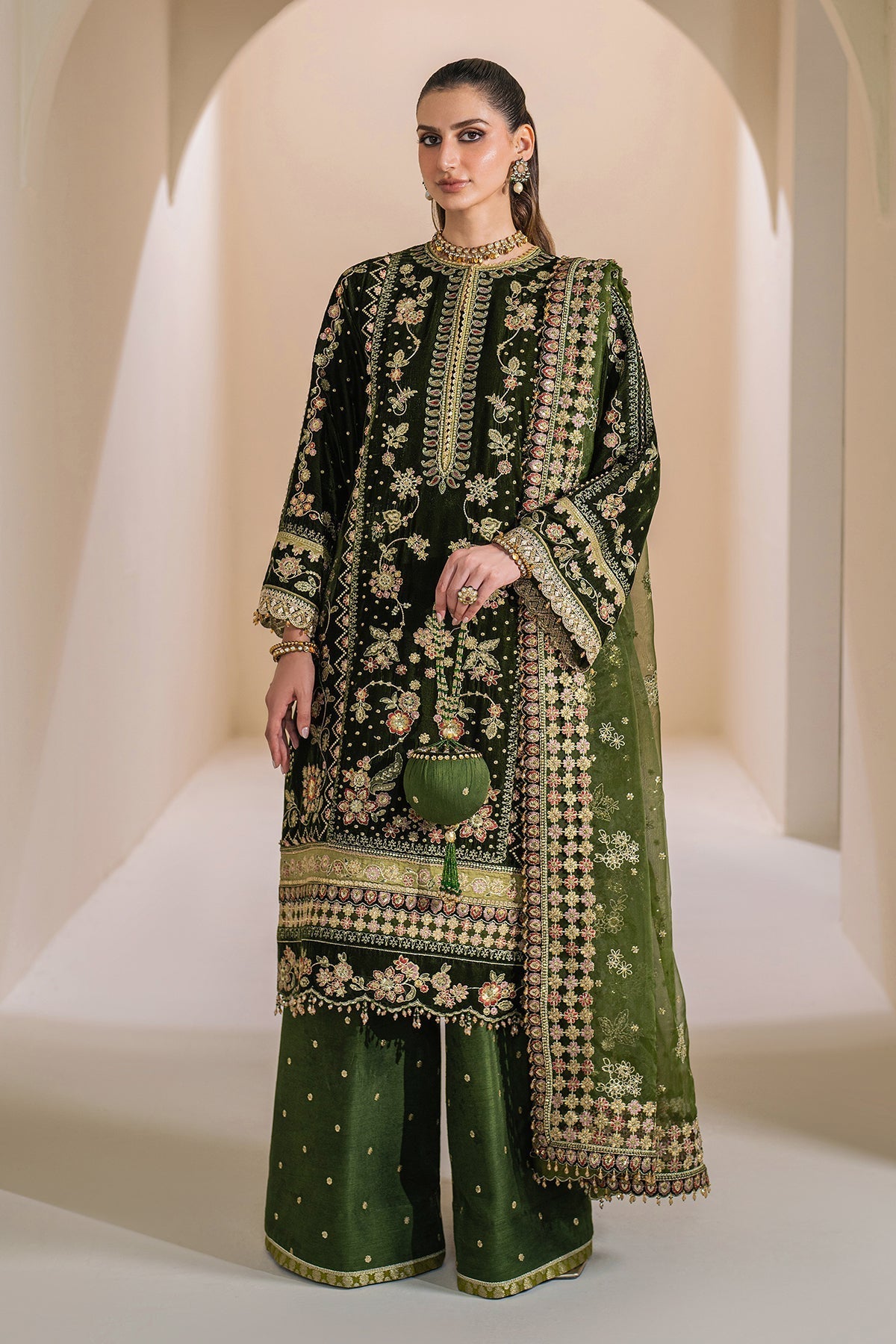 Embroidered Velvet UF-756 Style — Mairaz reproduction, product view 1 of 7