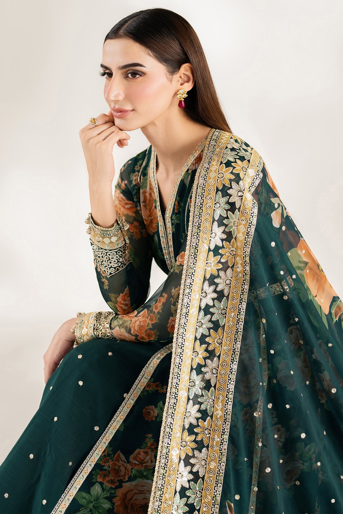Farasha Teal Passion Style — Mairaz Teal Three-Piece Suit